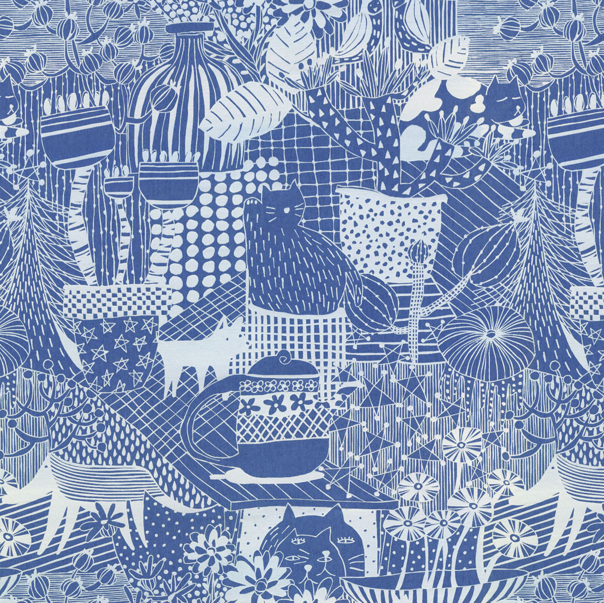 Papier peint panoramique Feline Mirage Chat bleu - Seasons de Komar