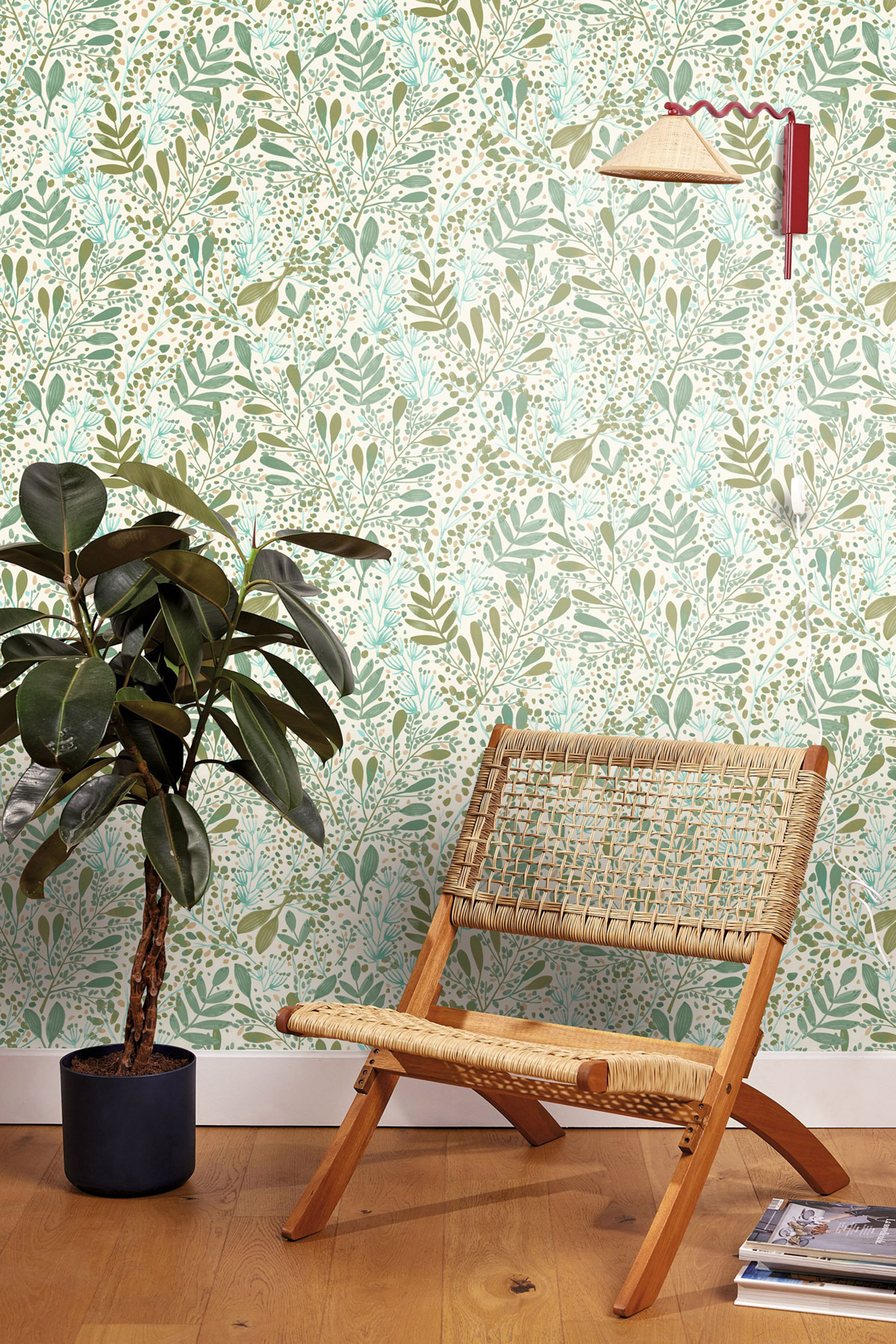 Papier peint Feuilles Joy vert mousse doré - Green Life 2 de Casélio | Réf. GNL2101690734