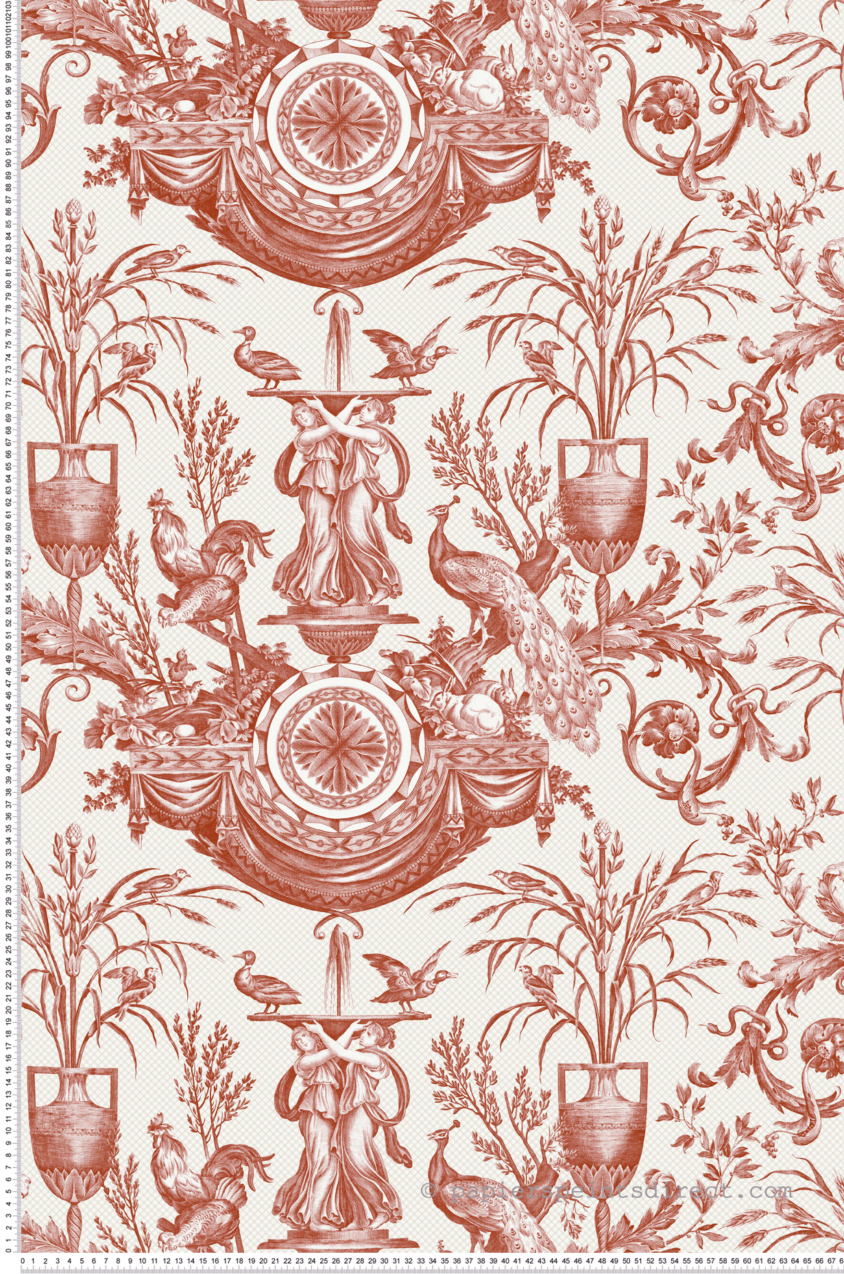 Papier peint Fontaine Classique Avian rouge brique - Toiles de York (Initiales) | Réf. INI-RT7814