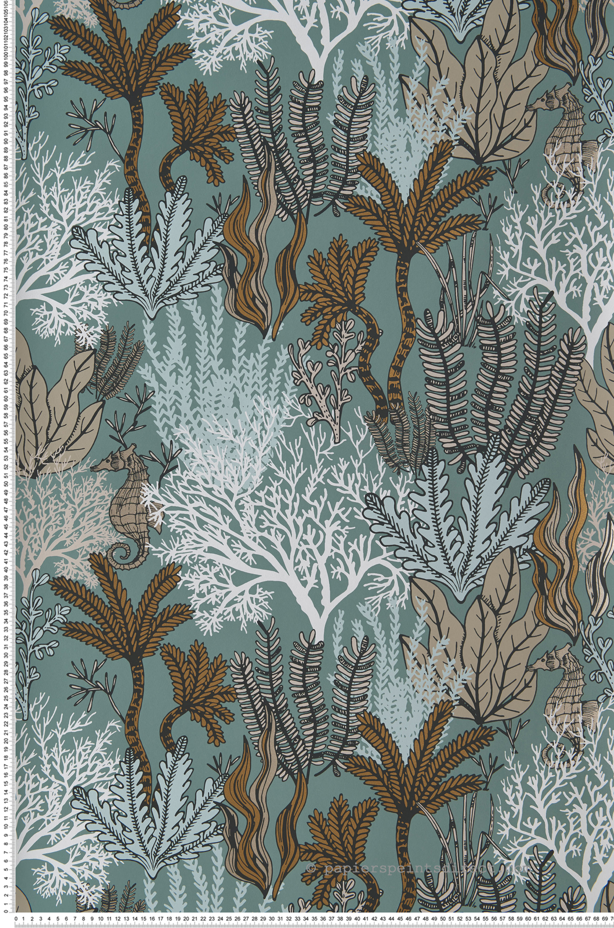 Papier peint Fond marin Posidonie vert d'eau - Orphée de Casamance | Réf. CAS-74700100