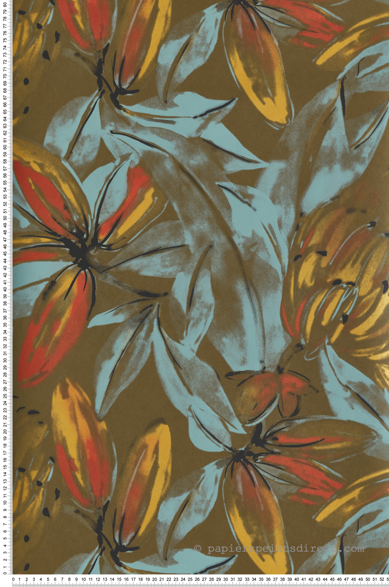 Papier peint Fruit Exotique Constanza jaune bleu métallisé - Havana de Masureel | Réf. MAS-HAV101