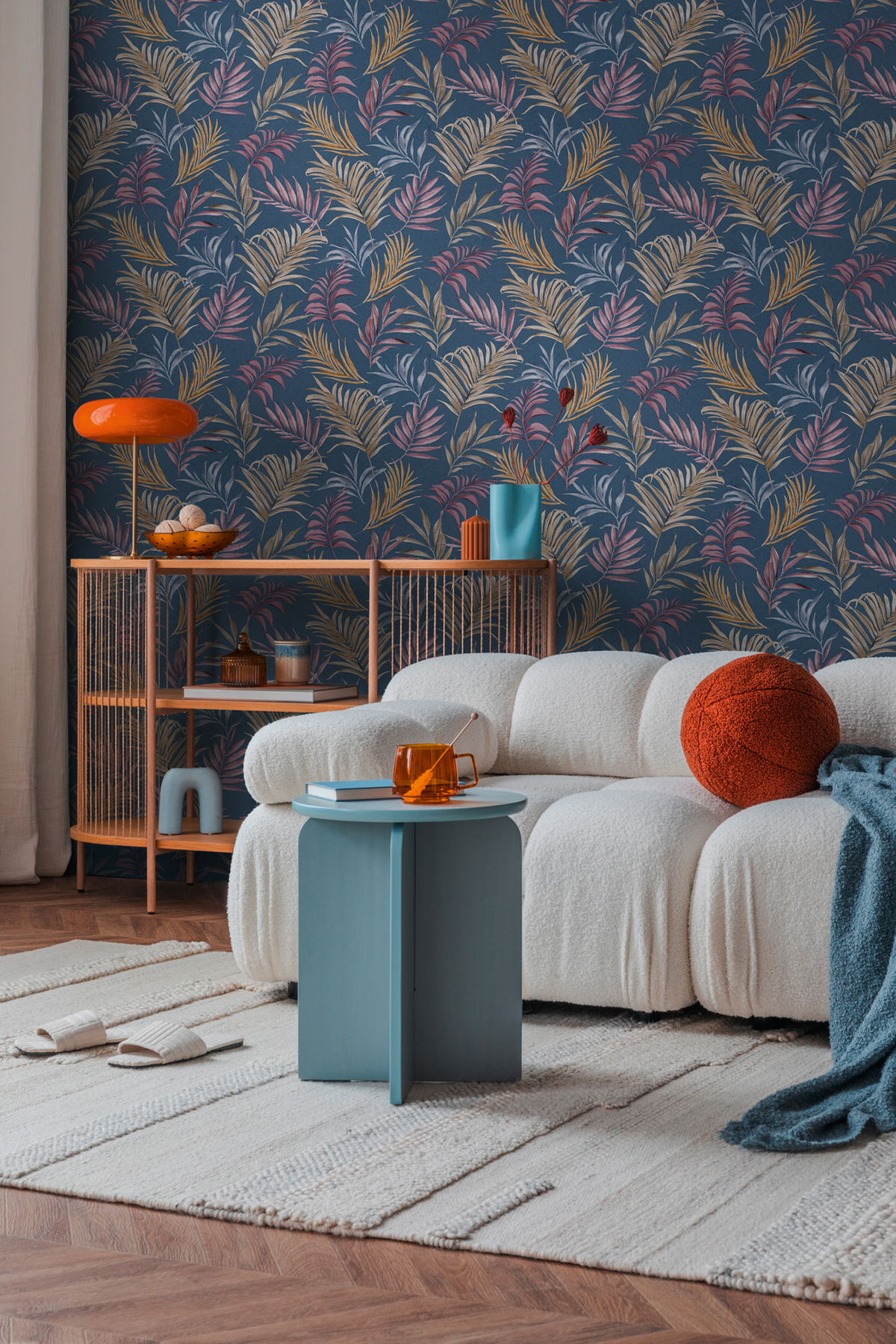 Papier peint Palmes Midnight Botanica bleu marine - Cosmoliving d'A.S. Création | Réf. AS-791085