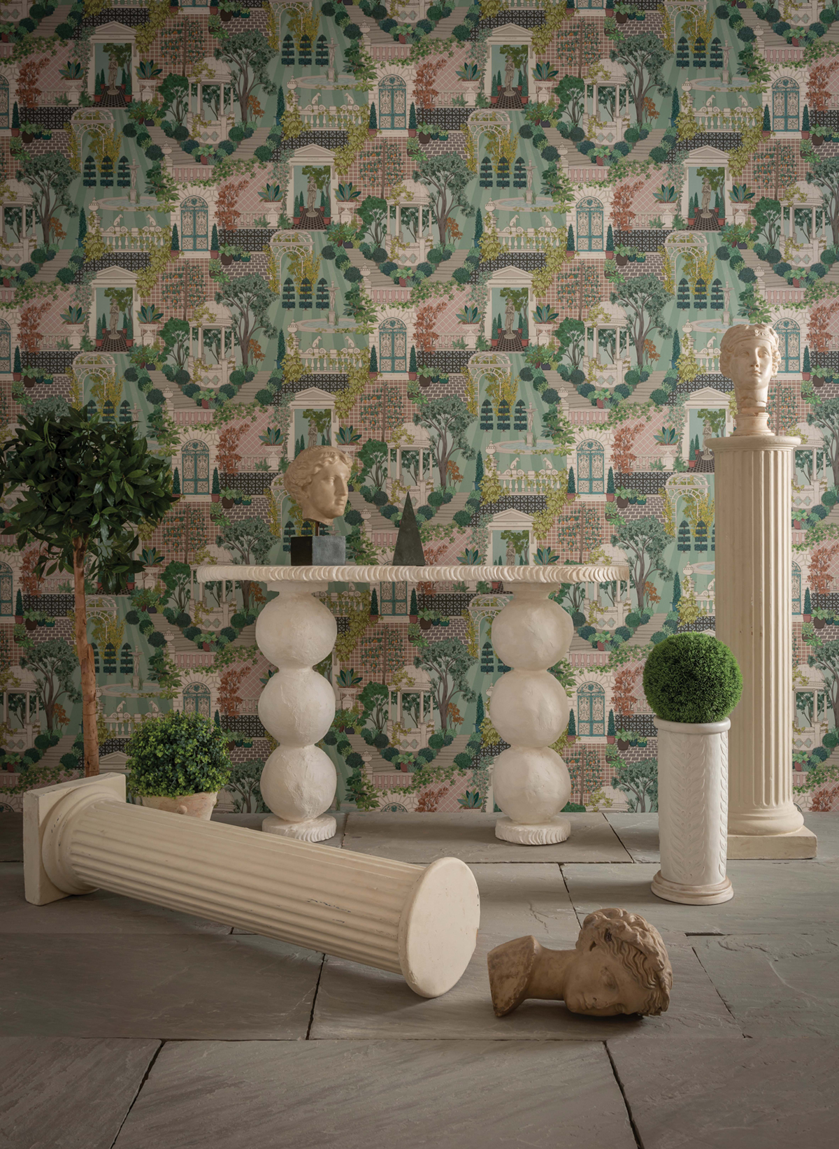 Papier peint Jardin Follies vert - Mansfield de Osborne & Little AMB | Réf. OSB-W7459-01