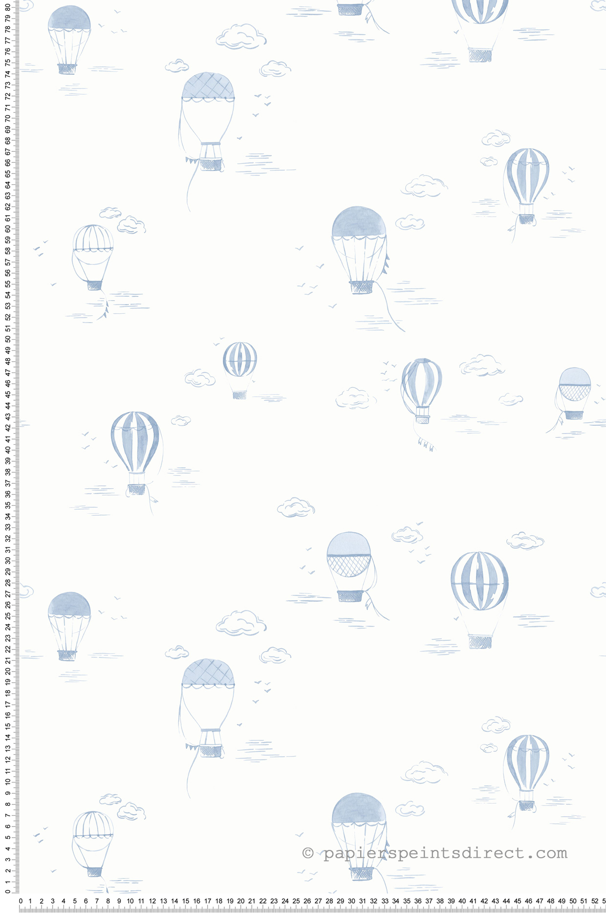 Papier peint Montgolfière Balloons in the Clouds bleu doux - Once Upon A Time 2 de Casadéco | Réf. OUTD200856666