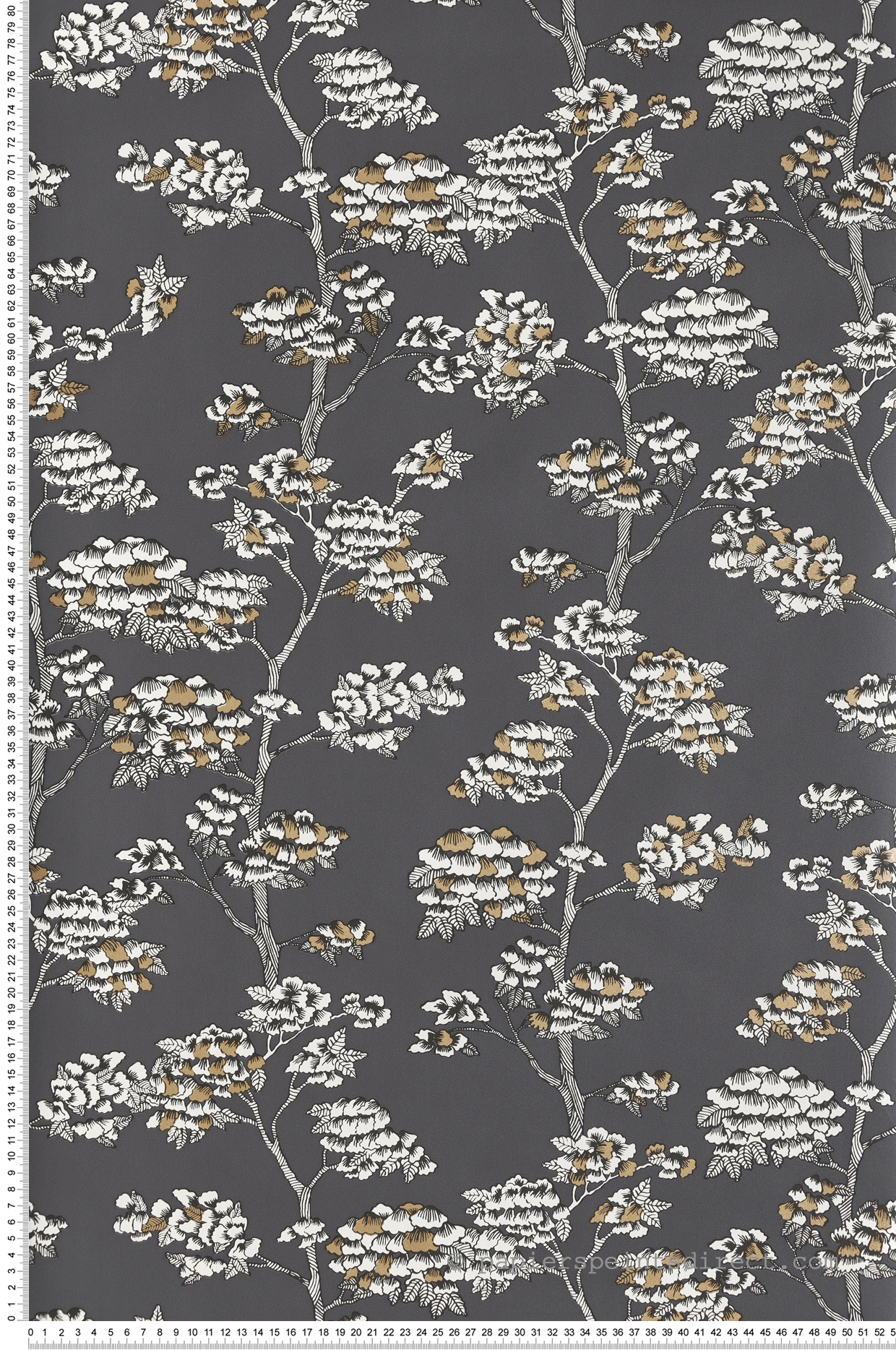 Papier peint Arbre Jardin de Kyoto anthracite - Nos Gravures de Casélio | Réf. NGR102999062