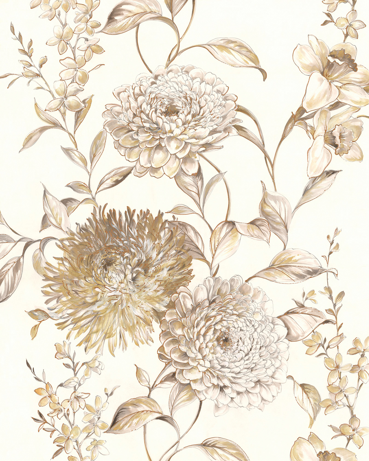 Papier peint panoramique Floral Vintage Chrysanthem - Papier peint Komar Pure 2
