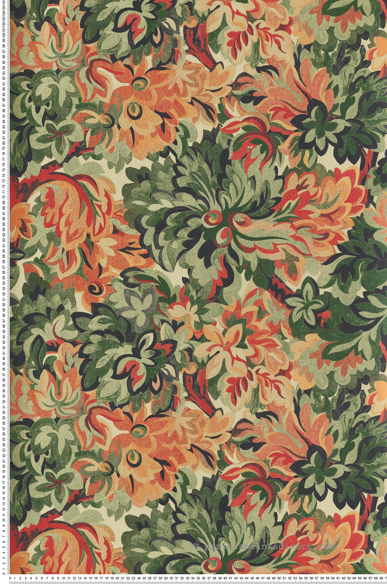 Papier peint Feuillage Graphique Idilia vert métallisé - Rhapsody de Masureel | Réf. MAS-RHA006