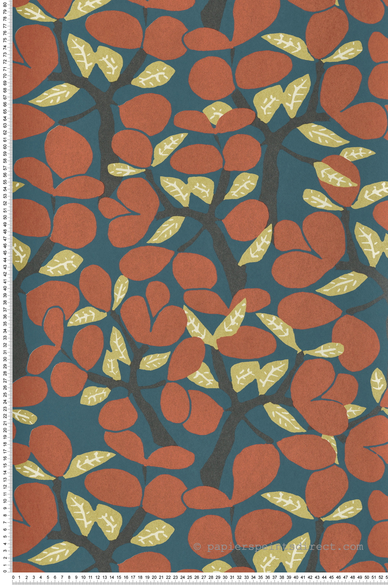 Papier peint Arbre Citronnier terracotta bleu - Merida de Montecolino | Réf. MC-BA26053