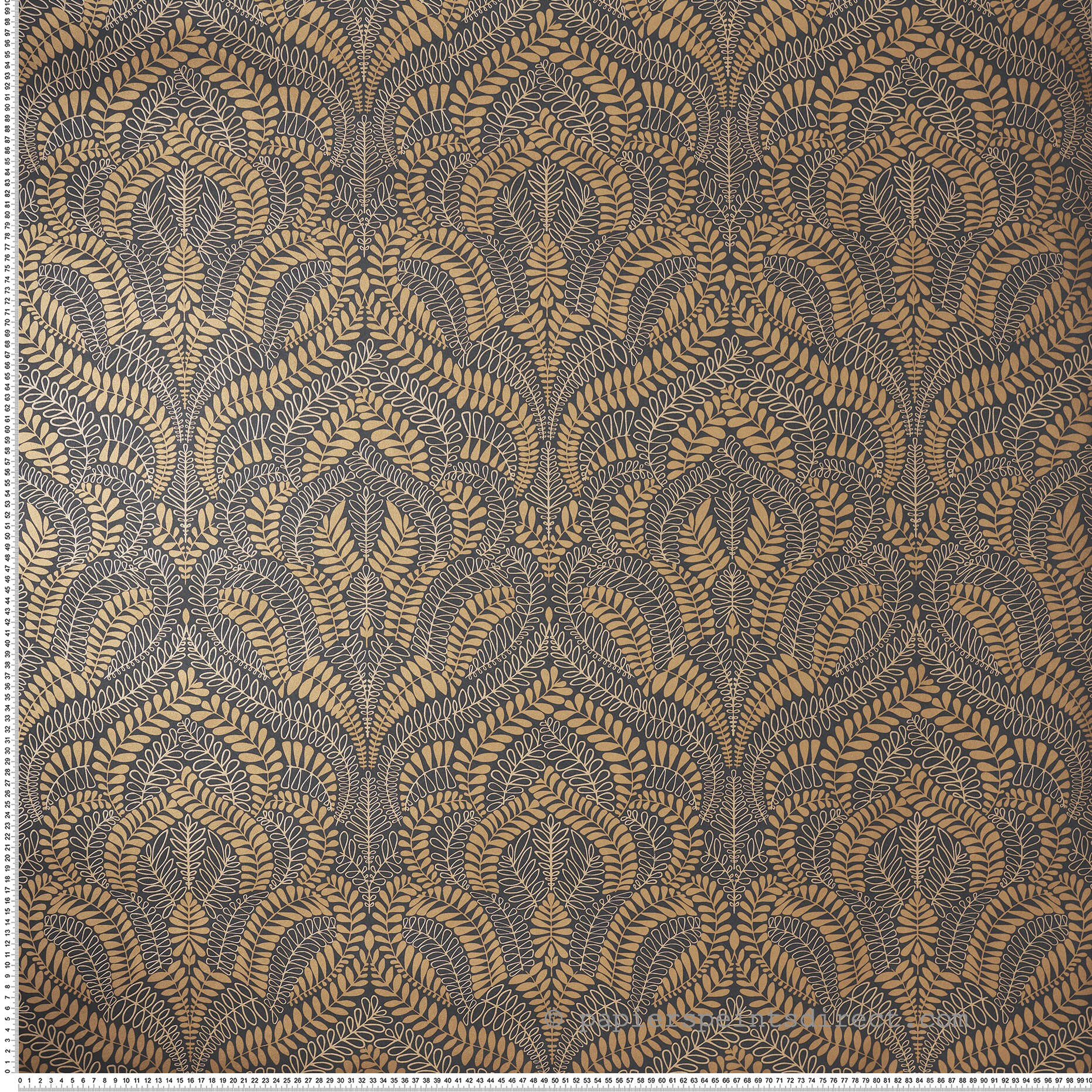 Papier peint Feuillage Végétal Felix noir doré - Isadora de Casamance | Réf. CAS-75821324