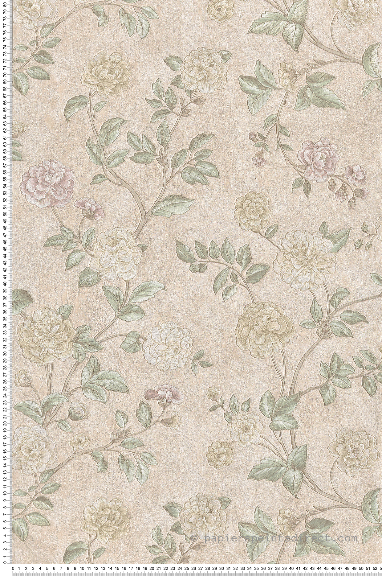 Papier peint Fleur Rose Vintage jaune et doré - Grand Classic de Montecolino | Réf. MC-Z66801