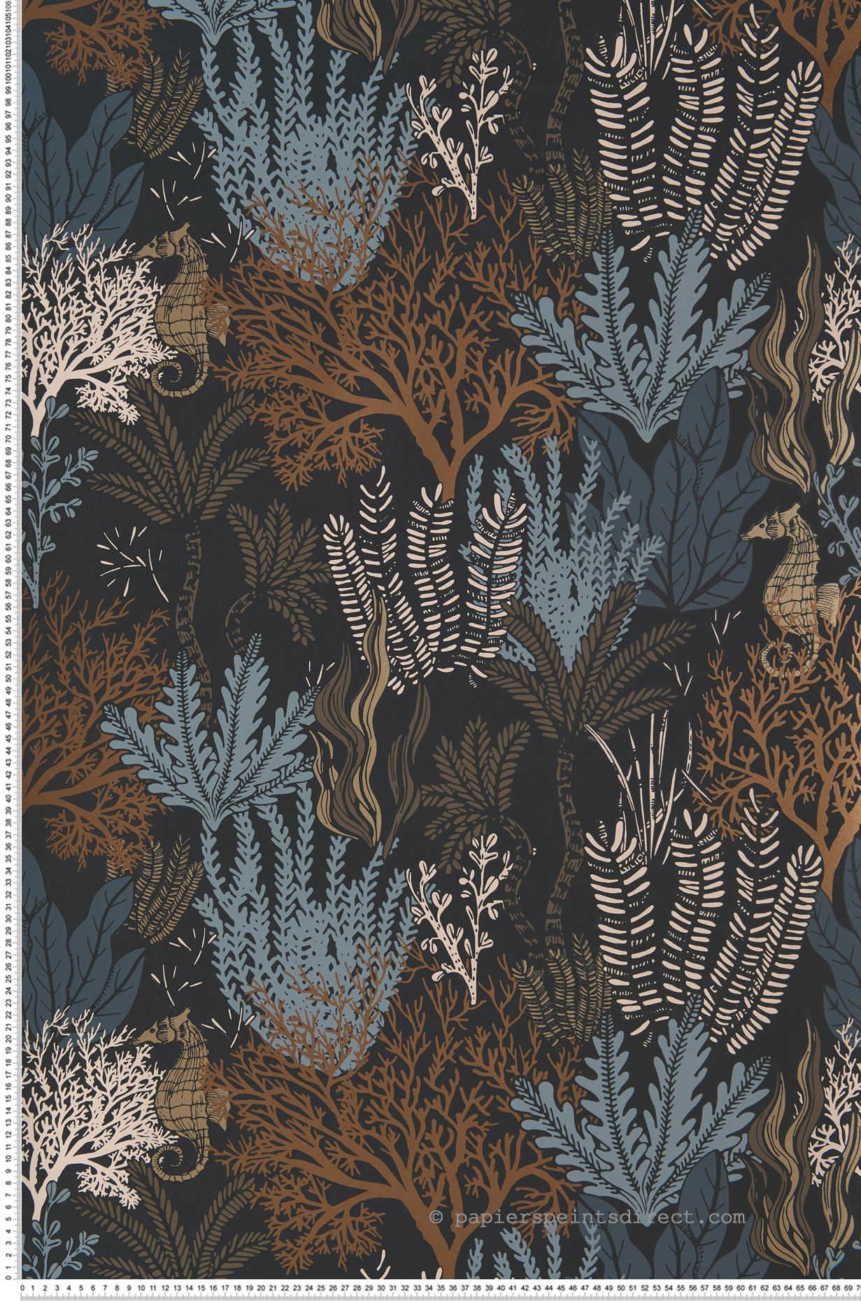 Papier peint Fond marin Posidonie noir - Orphée de Casamance | Réf. CAS-74700406