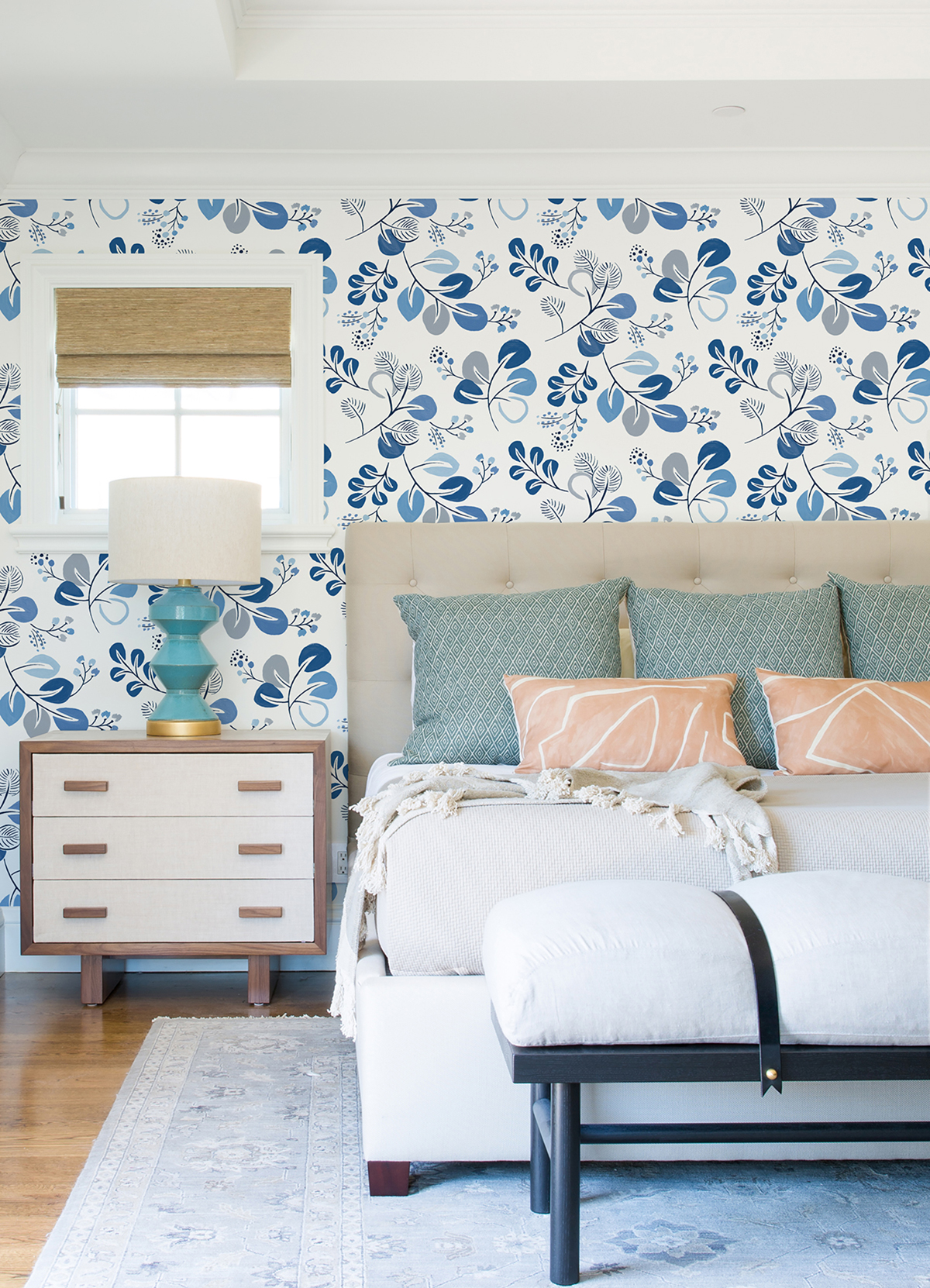 Papier peint Feuillage Naïf Jonah bleu gris - Delicatesse de Lutèce AMB2 | Réf. LTC-FD26566