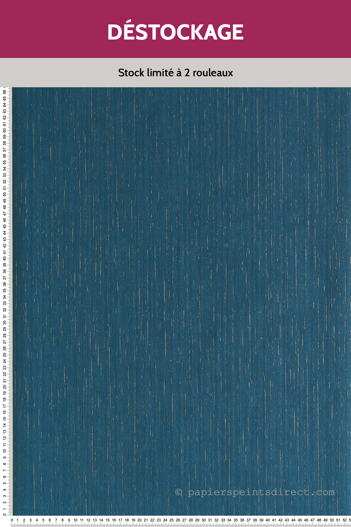 Papier peint Destockage - Uni Métallisé Bleu Canard Or - Scarlett