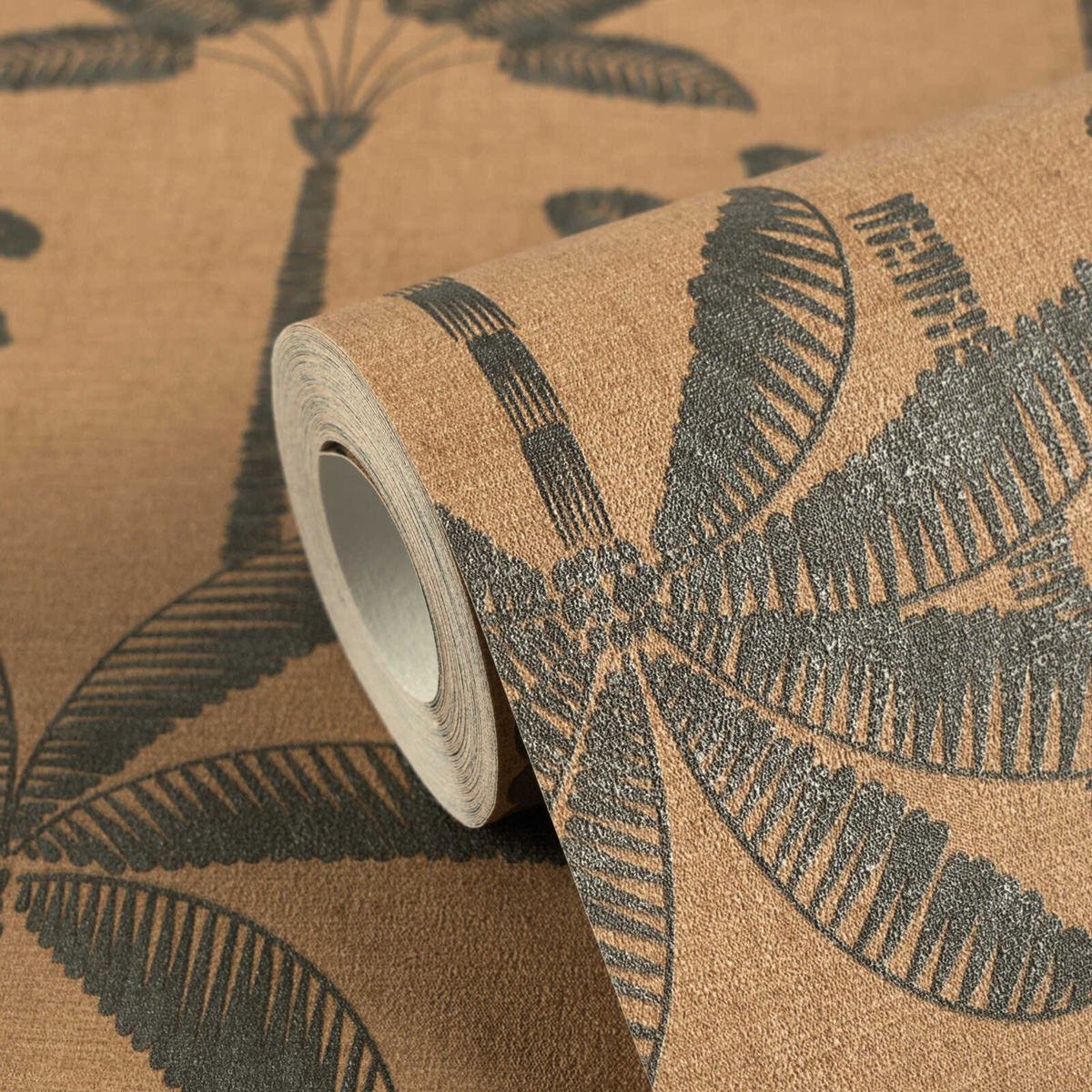 Papier peint Palmier Oasis gris corail - Cuba 2 d'A.S. Création ROLL | Réf. AS-791633