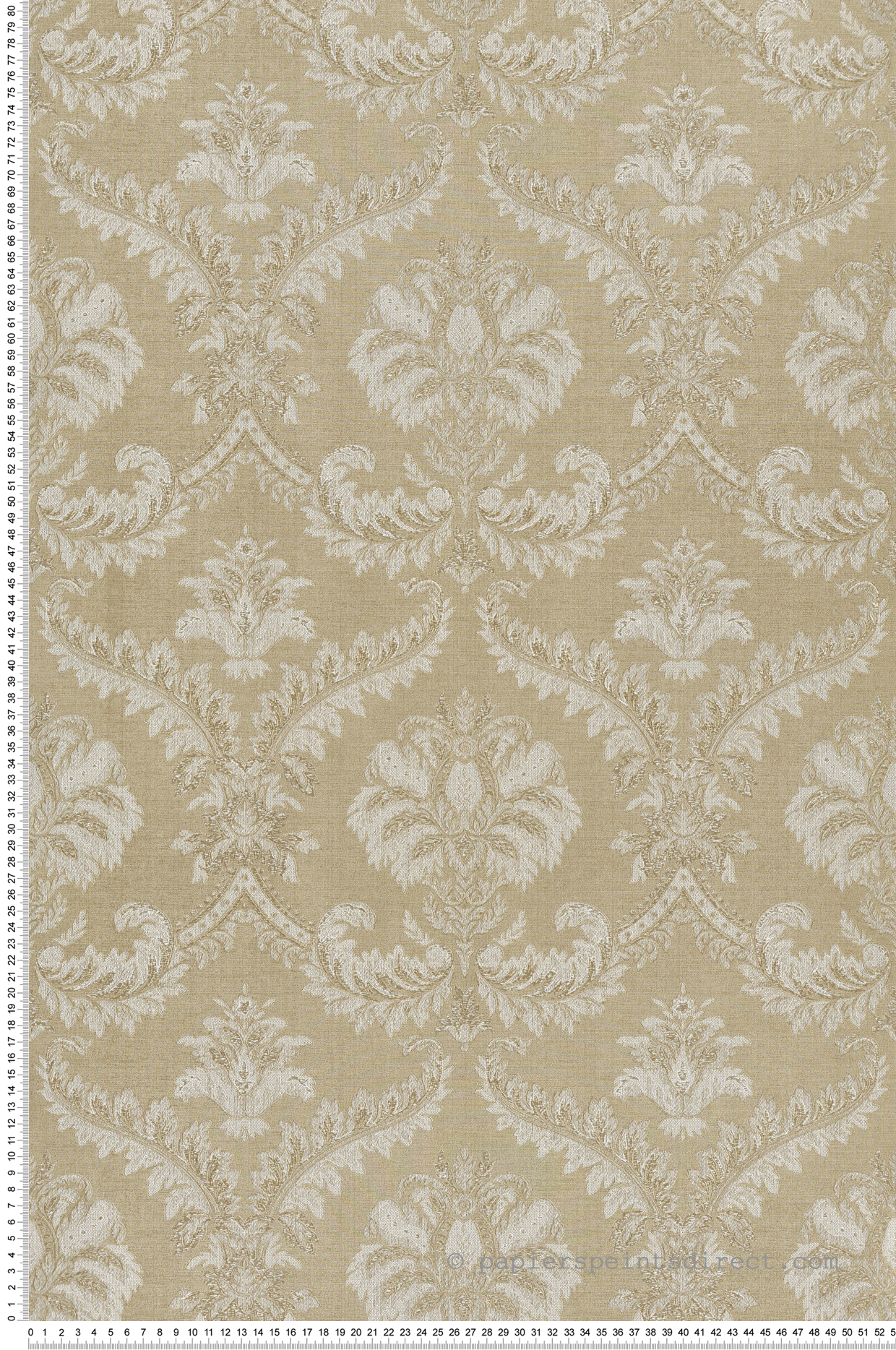 Papier peint Médaillon Baroque beige vanille doré - Venise de Montecolino | Réf. MC-23603
