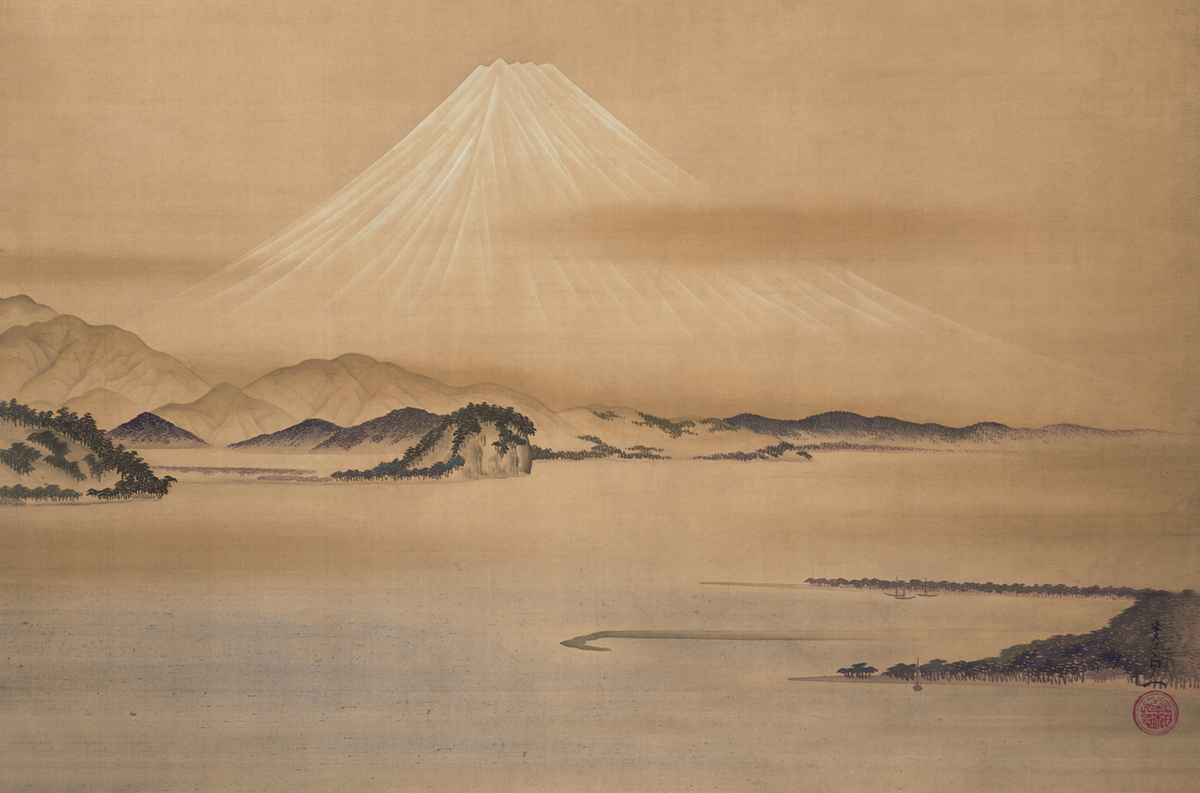 Papier peint panoramique Mont Fuji beige sable - Panorama 2 de Lutèce | Réf. LTC-PAN1581C