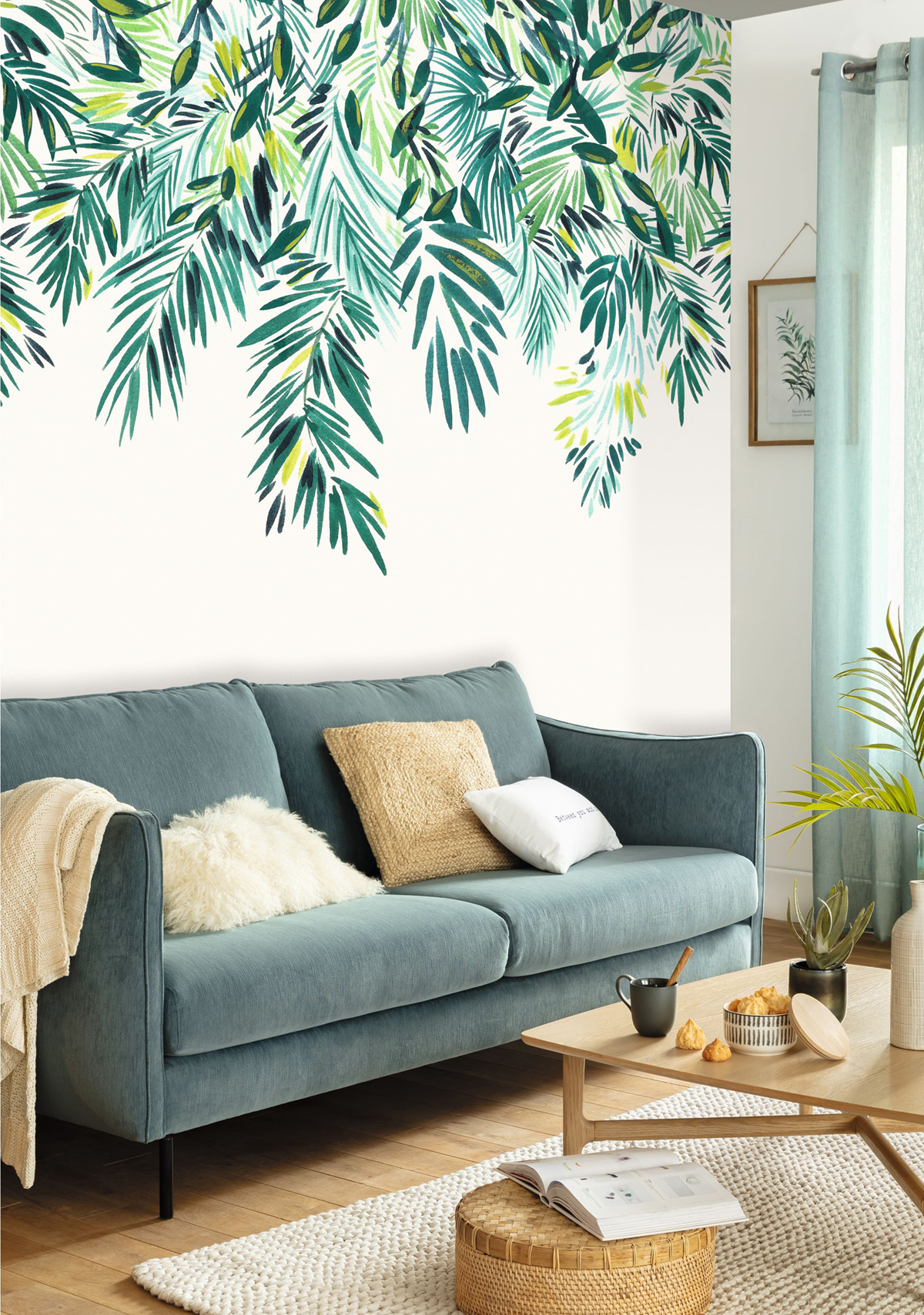 Papier peint panoramique Palmes Greenmood vert S 200X250 - Pimp My Wall de Casélio | Réf. PMW104687005