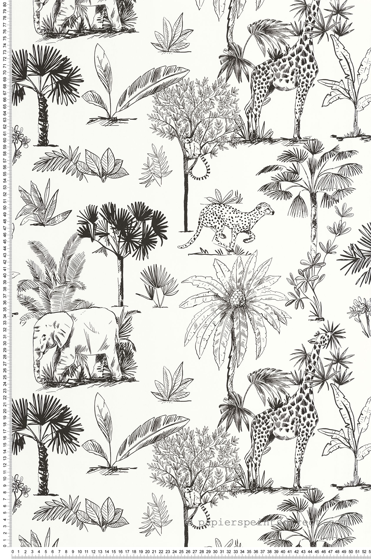 Papier peint Animaux Balade dans la Savane noir et blanc - Les Minis Mondes de Casélio | Réf. MNM105739090