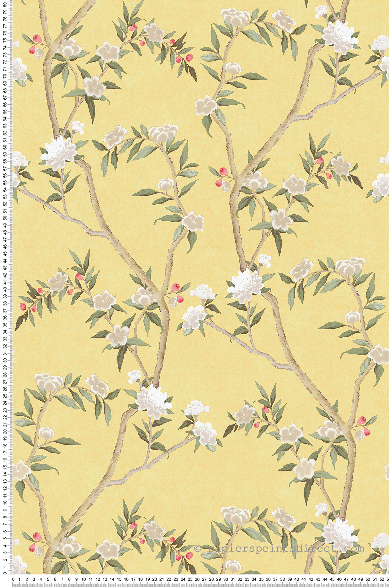 Papier peint Fleurs Rosier Sauvage jaune - Romance de Lutèce | Réf. LTC-19003