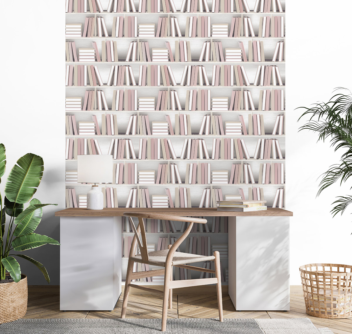 Papier Peint Bibliothèque Imitation rose - Illusion d'Ugépa | Réf. UGP-L15403