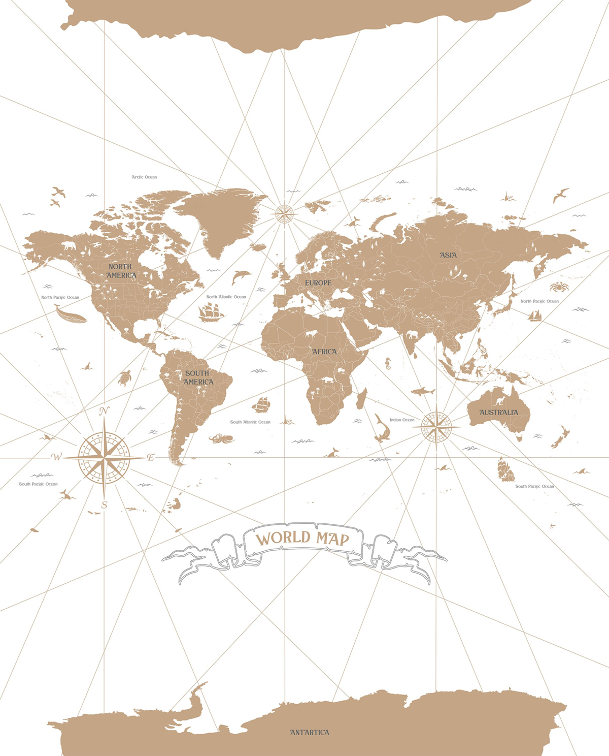 Papier peint Panoramique Carte Travel Is My Therapy blanc 200x310 - Young & Free de Casélio | Réf. YNF103410102