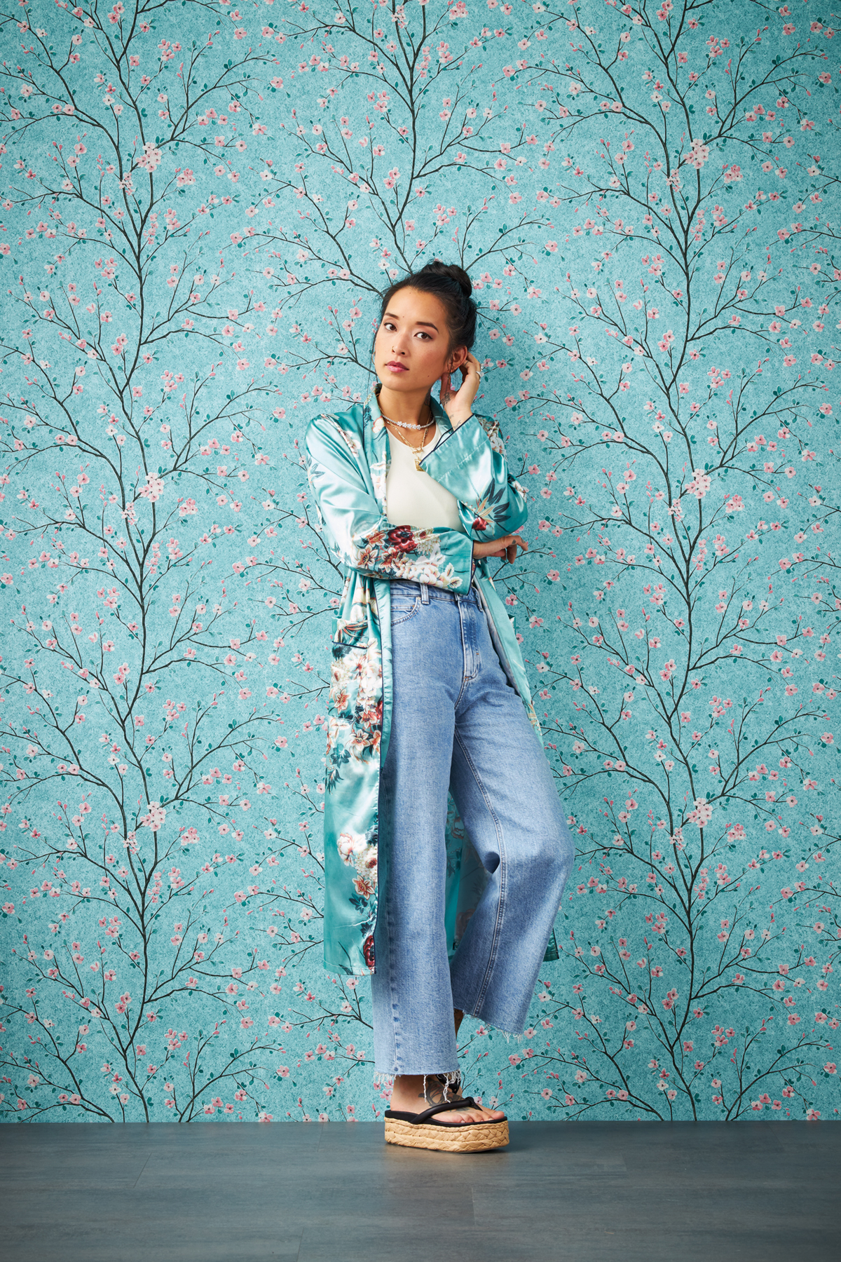 Papier peint Fleurs Cerisier bleu turquoise - Metropolitan Stories 2 d'AS Création | Réf. SP15561