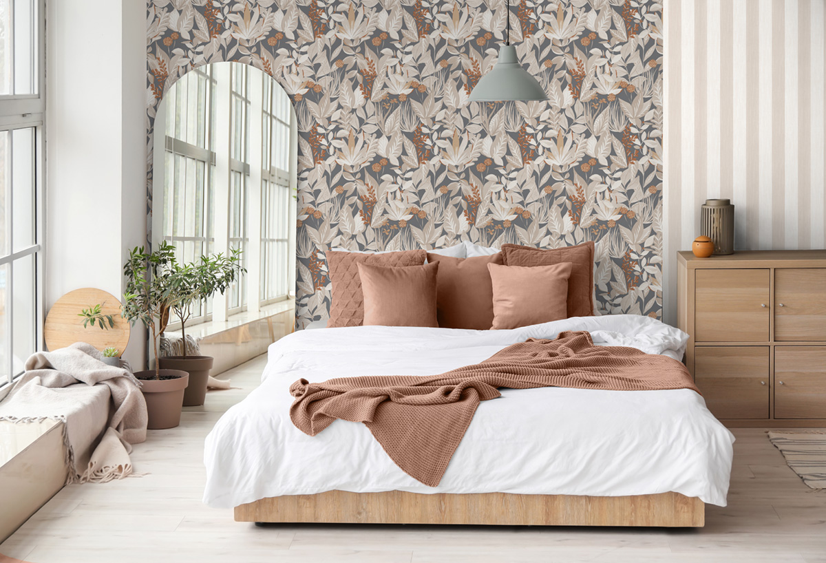 Papier peint Pompon Floral beige gris - Les Essentiels de Lutèce | Réf. LTC-11250909