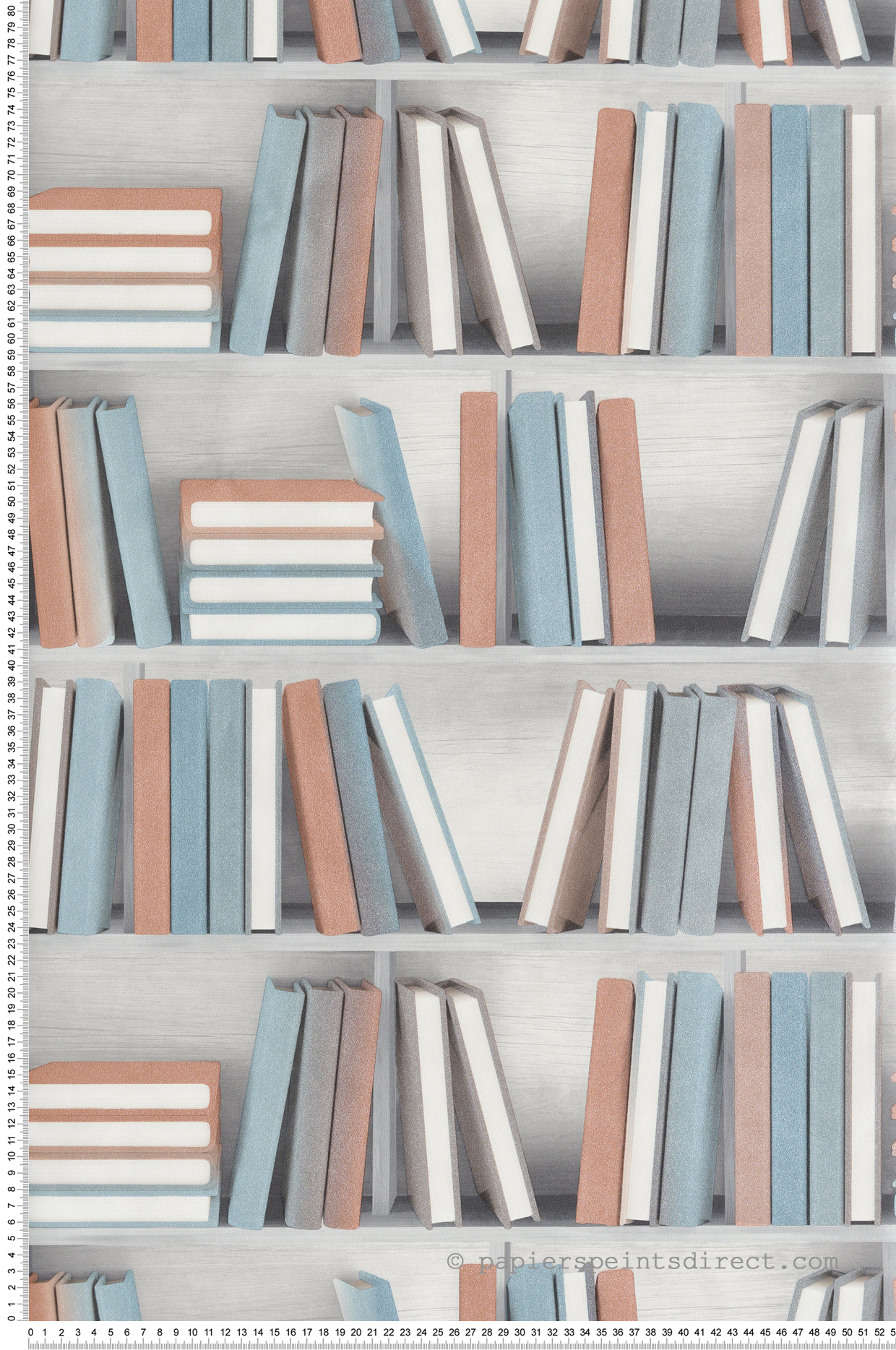 Papier Peint Bibliothèque Imitation rose bleu - Illusion d'Ugépa | Réf. UGP-L15410