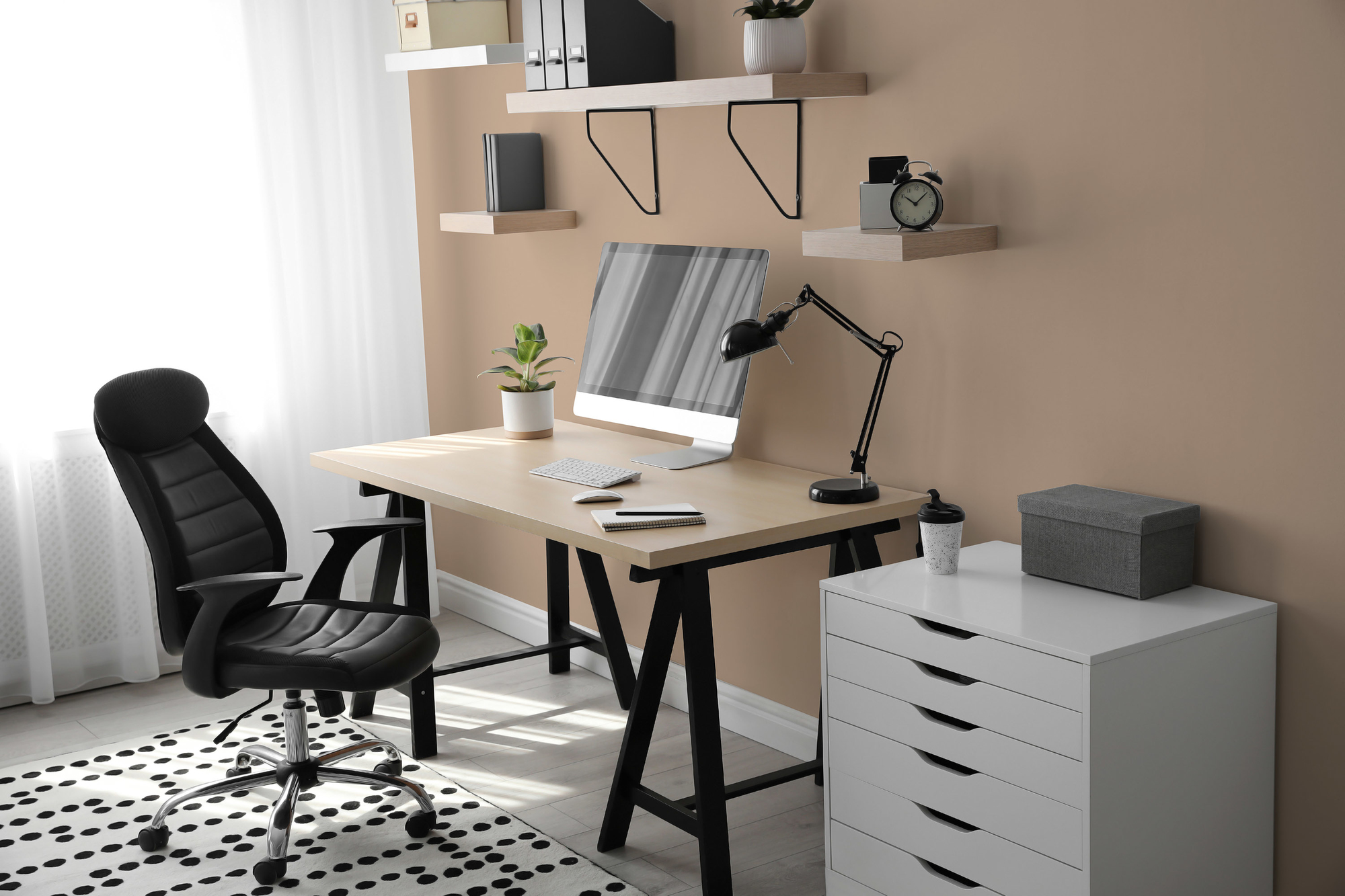 Photo numéro 2 d'une pièce avec un mur peint avec la peinture  Puro beige sandy beige  - c7029