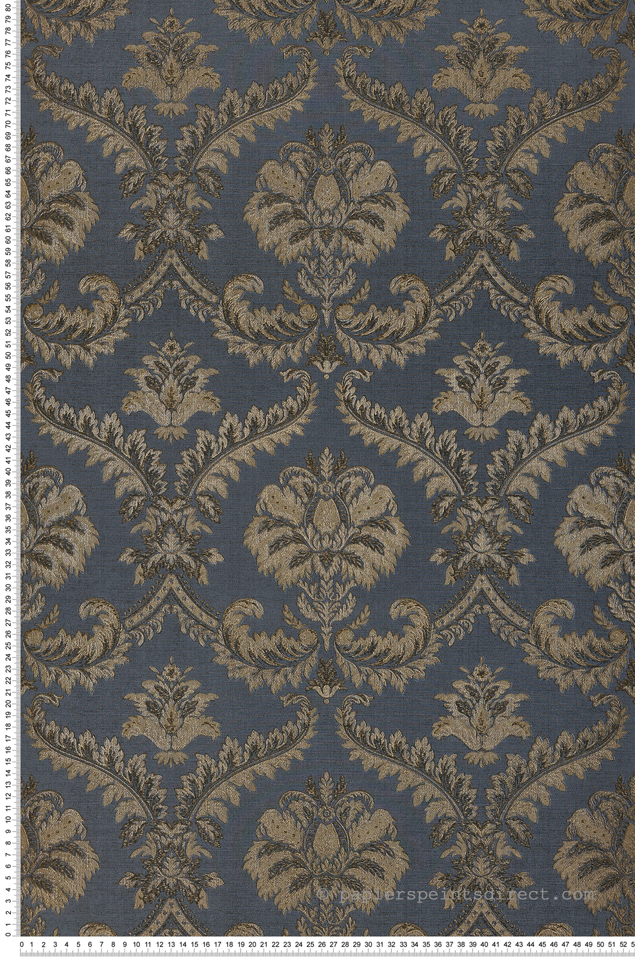 Papier peint Médaillon Baroque bleu et doré - San Marco de Montecolino | Réf. MC-23609