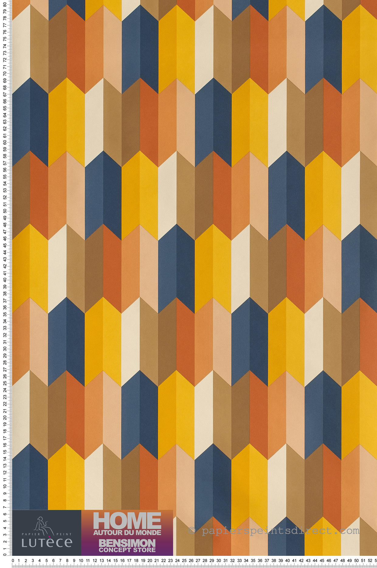 Papier Peint Parallélogrammes 3D orange - Bensimon de Lutèce  | Réf. LTC-51172805