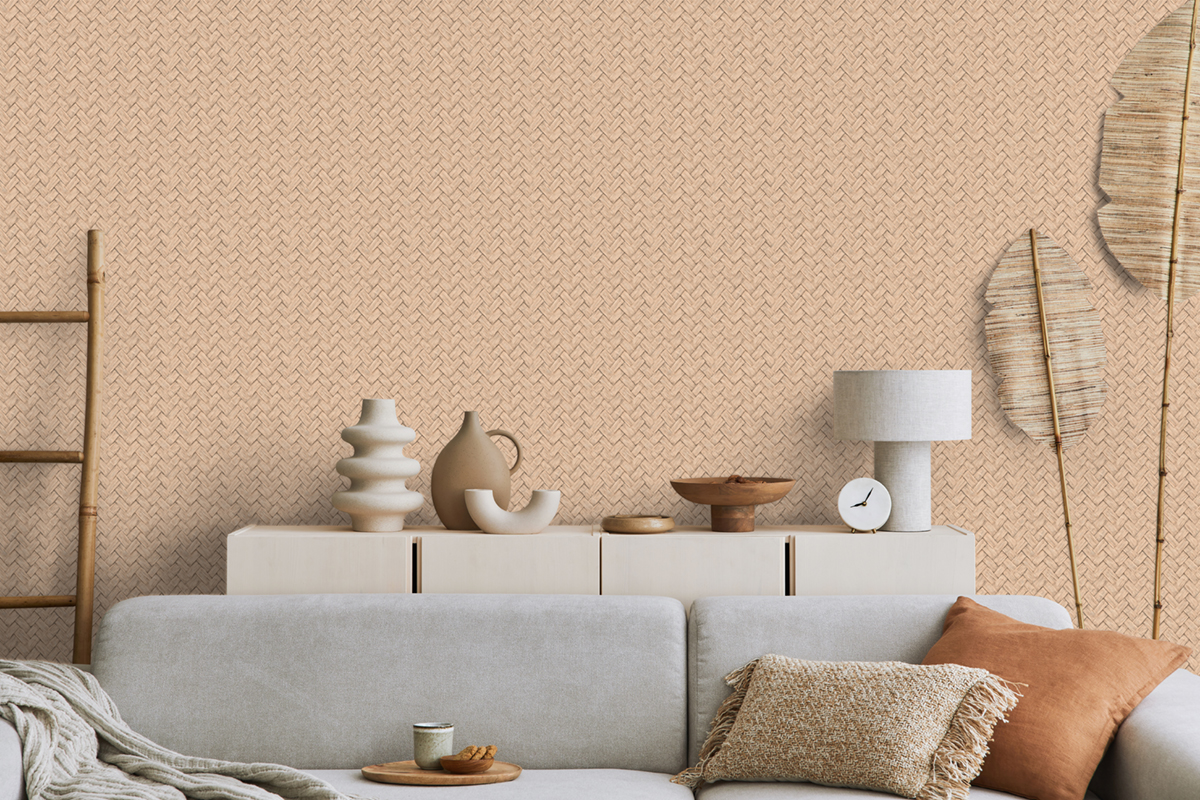 Papier Peint Tresse Palme taupe - Nomade d'Ugépa | Réf. UGP-M69008