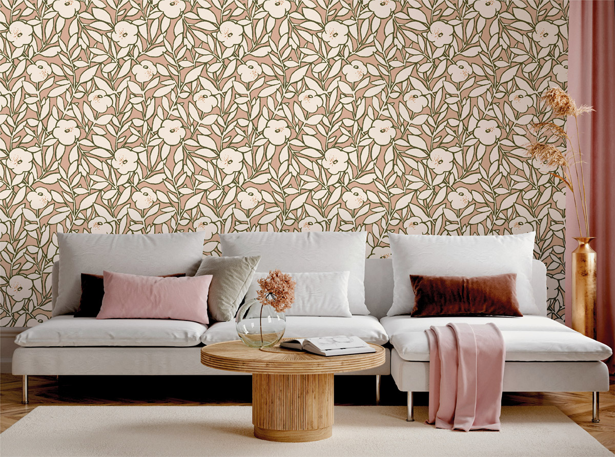 Papier peint Fleur 70s Scintille rose - Dolce Vita de Lutèce | Réf. LTC-11230203