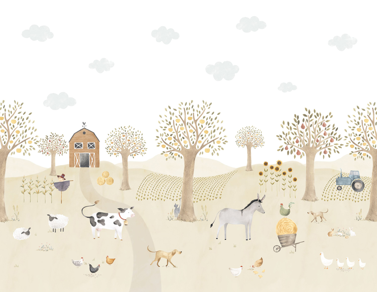 Papier peint panoramique Animaux de la Ferme Full L 400x310 - Once Upon A Time de Casadéco | Réf. OUAT88567712