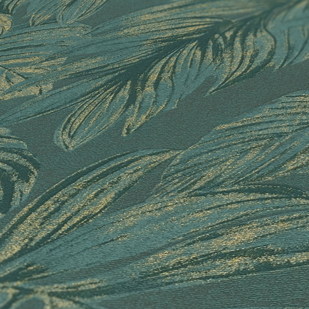 Papier peint Feuille Palme vert doré - Casual Living d'A.S. Création AMB6| Réf. AS-393401