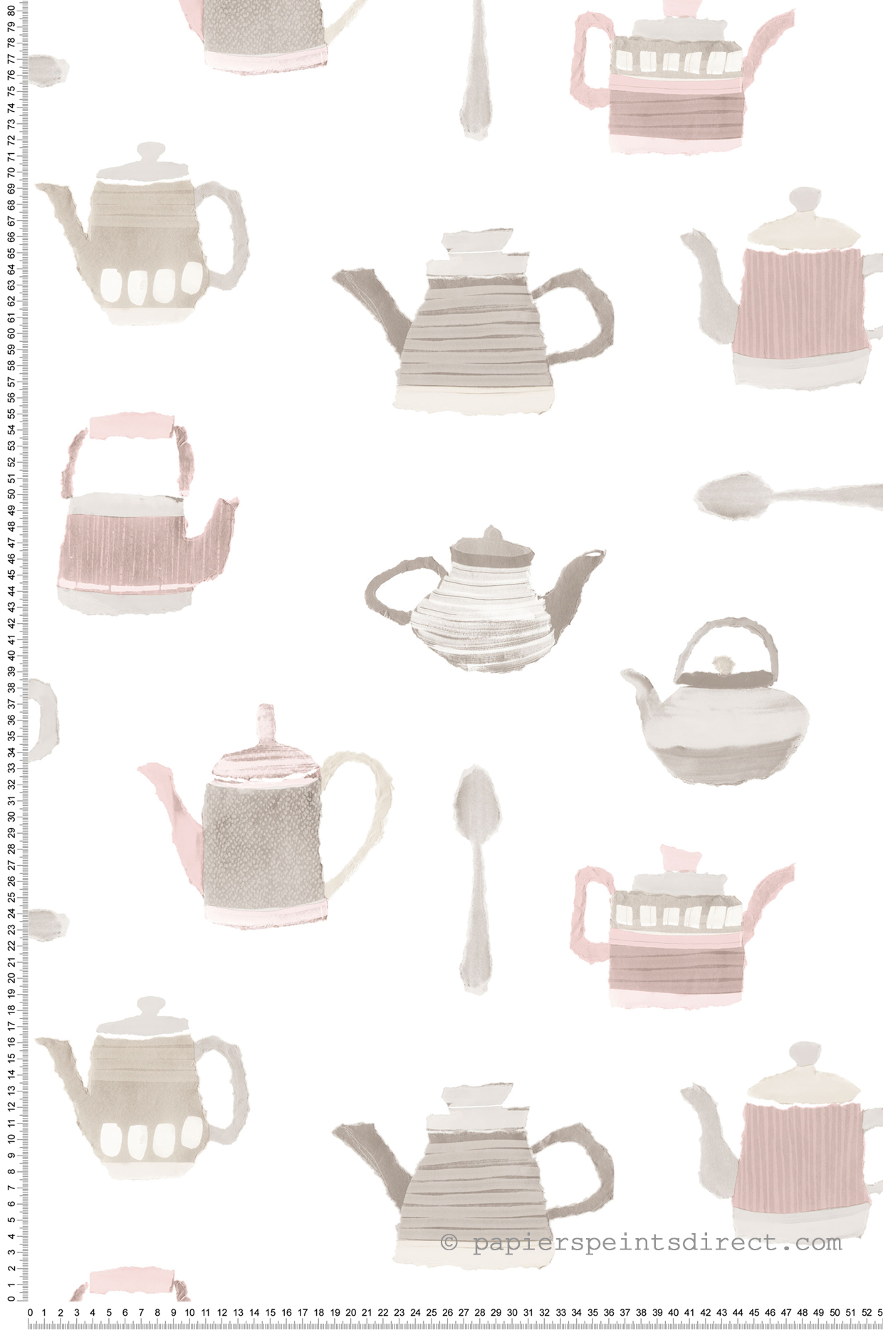 Papier peint Cafetière Théière rose - Style Cuisine 3 de Lutèce | Réf. LTC-CK36633