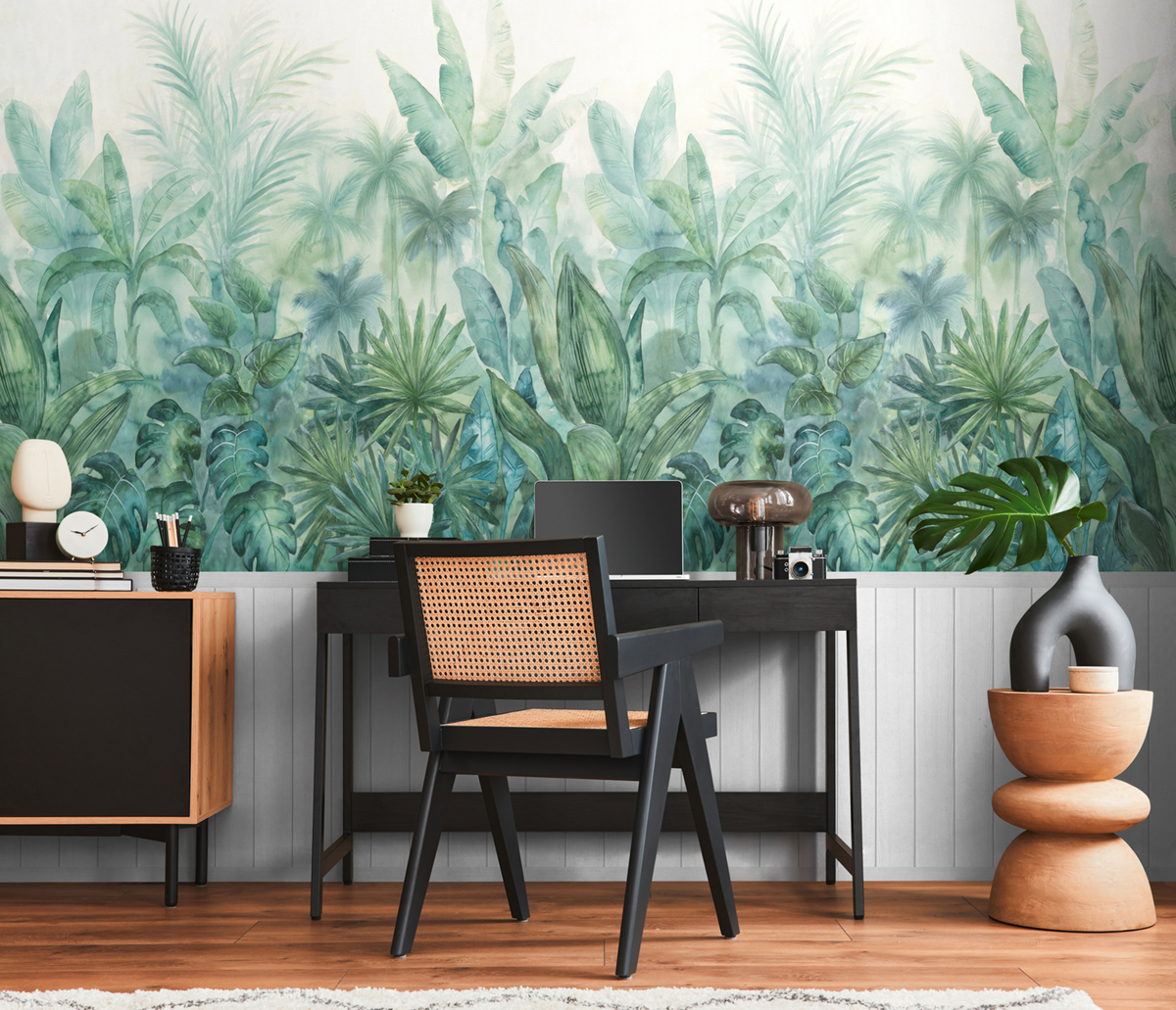 Papier peint panoramique Jungle Soubassement vert - Wallpanel d'A.S. Création | Réf. AS-398101