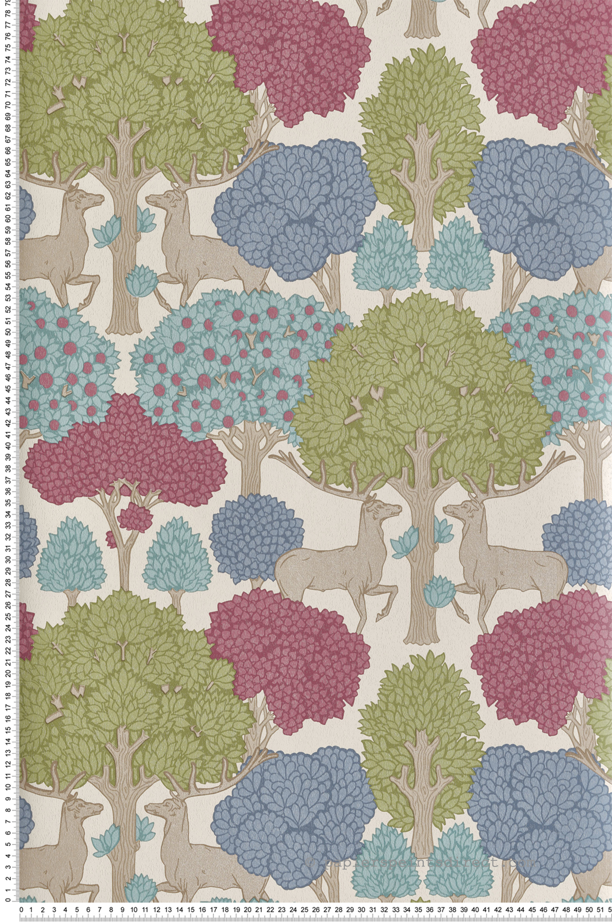 Papier peint Animaux Forest of Arden framboise bleu - Beaux Arts de Lutèce | Réf. LTC-M1852