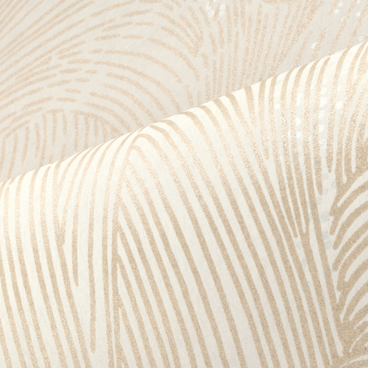 Papier peint Vague Graphique Marée Haute blanc crème doré - L'Ile aux Oiseaux de Casamance | Réf. CAS-75901936