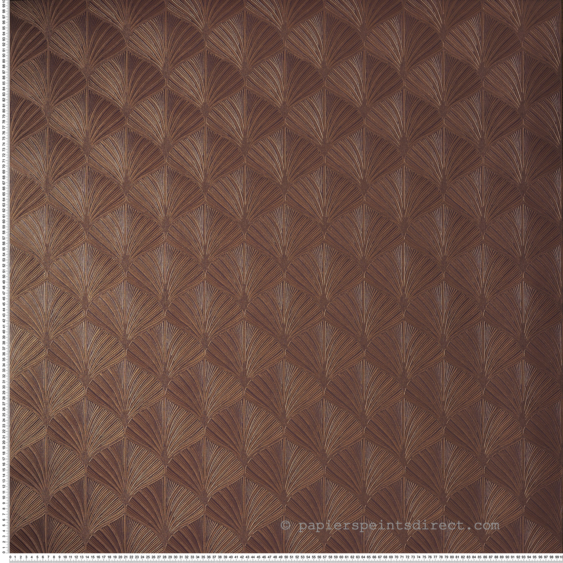 Papier peint Palmette Art Déco Néréide aubergine mordoré - Magnitude de Casamance | Réf. CAS-76651732