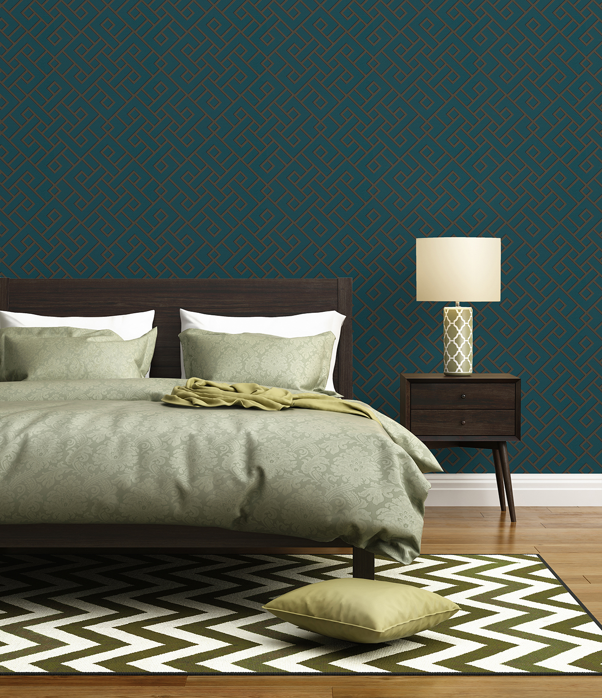 Papier peint Géométrique Moderne vert et cuivré - Change is good de Michalsky | AMB Réf. MC-37984-3