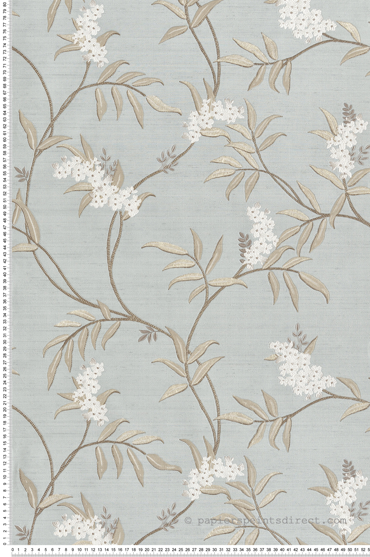 Papier peint Fleuri Vintage bleu ciel doré - Opera de Montecolino | Réf. MC-OP33306