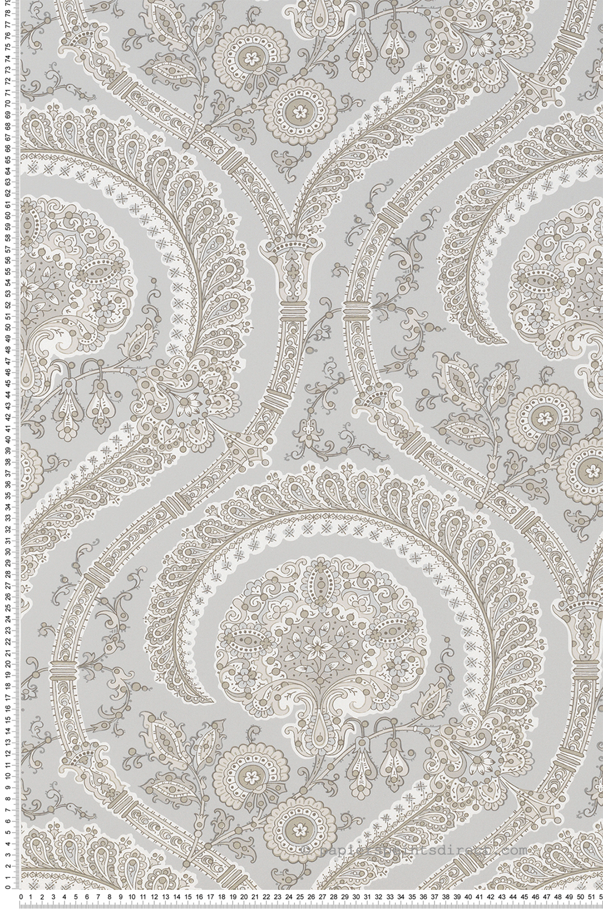 Papier peint Paisley Les Indiennes gris - Les Indiennes de Nina Campbell | Réf. OSB-NCW4350-02