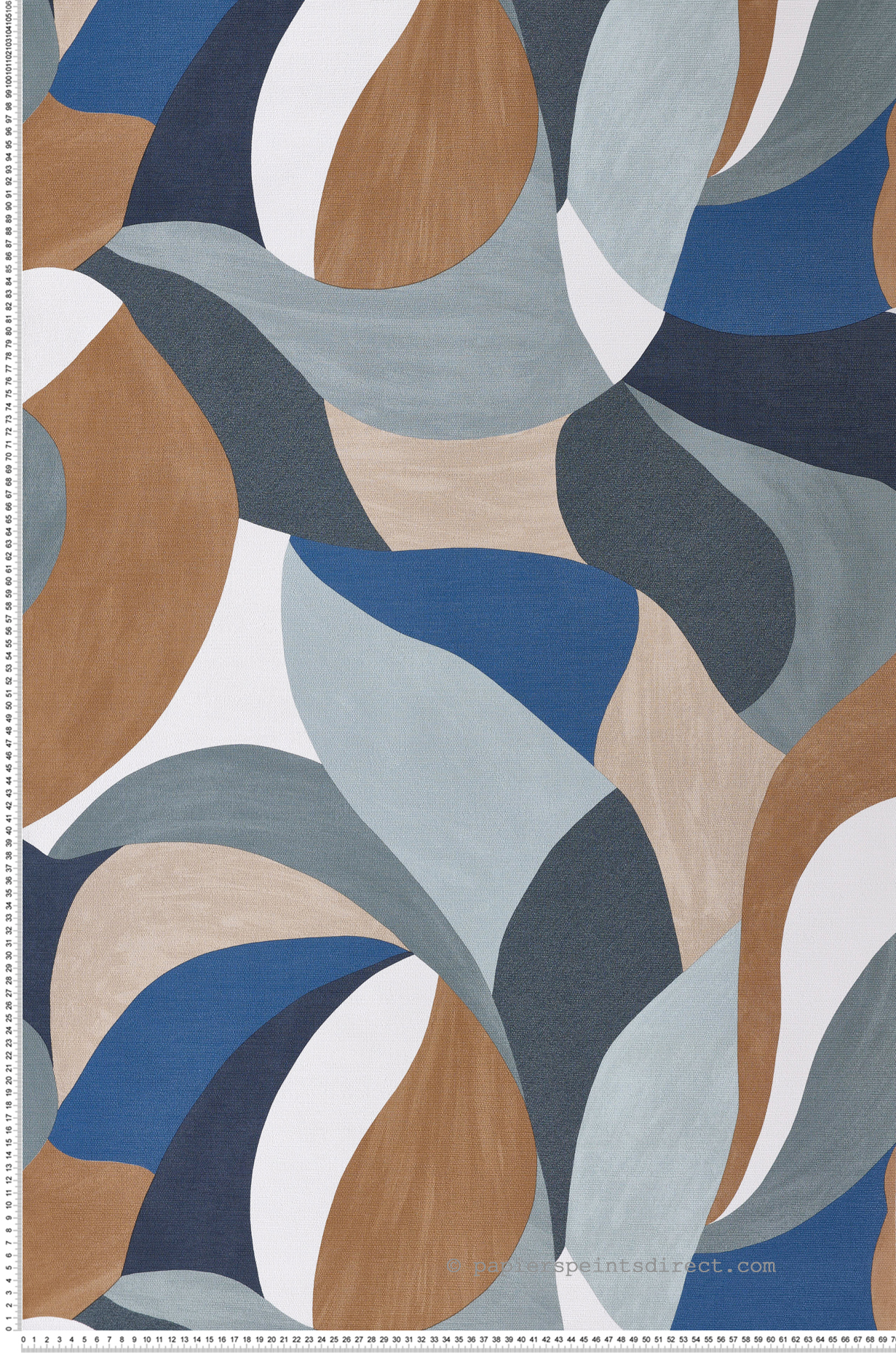 Papier peint Formes Contemporain Mandorla bleu camel - Terra Rossa de Casamance | Réf. CAS-76200508