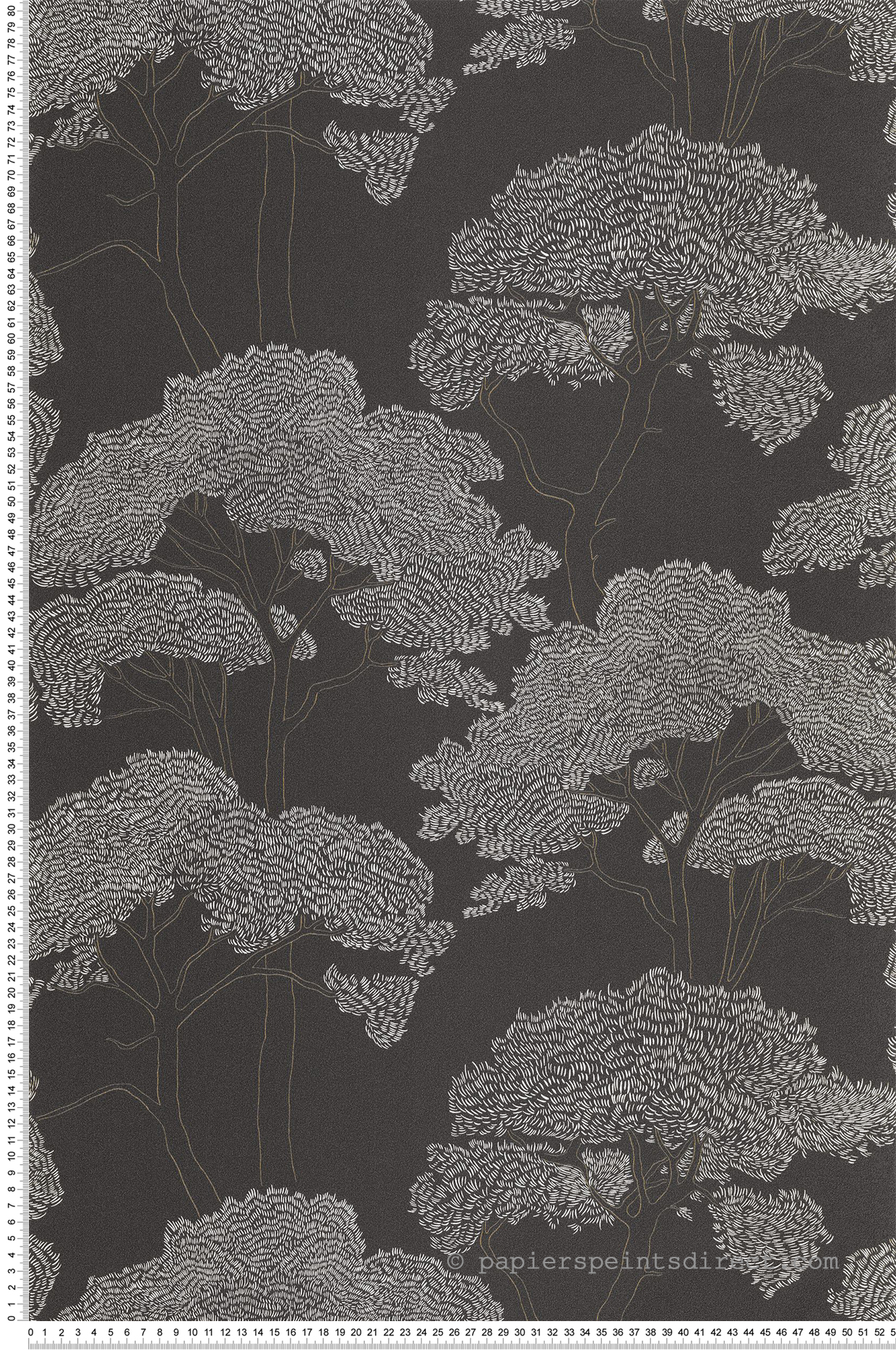 Papier peint Arbre La Ciotat anthracite doré - Azur de Casélio | Réf. AZU105439058