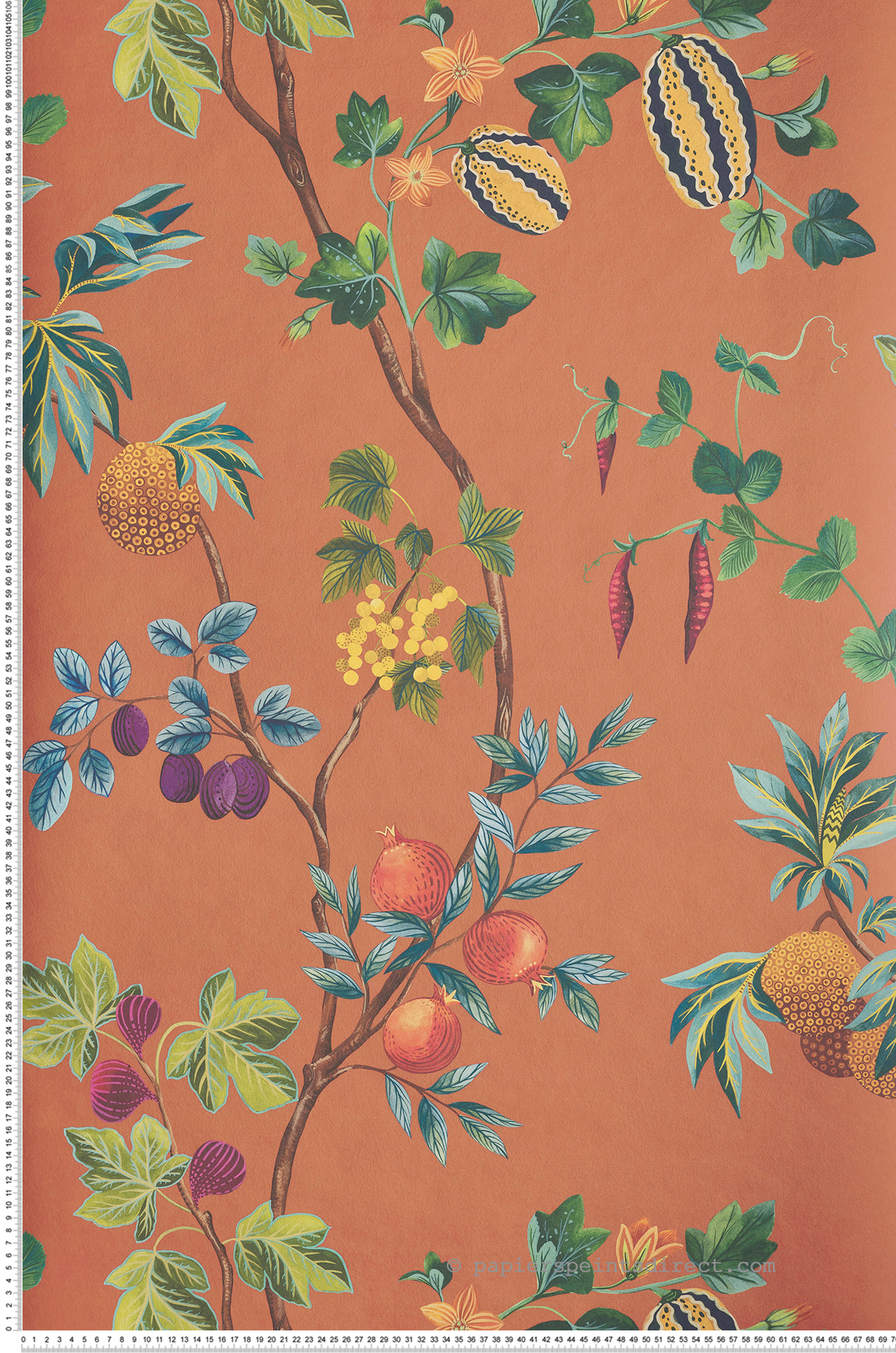 Papier peint Arbre Fruitier Orchard terracotta - Lamorran d'Osborne & Little | Réf. OSB-W7686-05