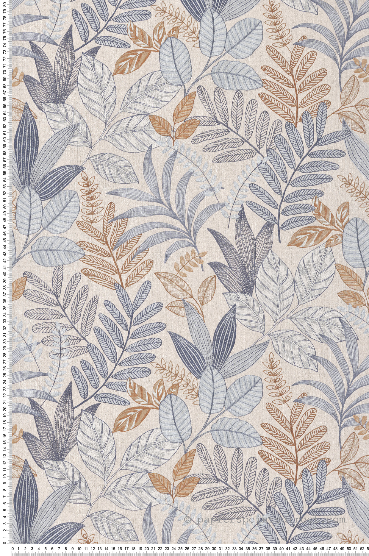 Papier peint Feuillage Brodé bleu beige - Allure de Lutèce | Réf. LTC-AL26291