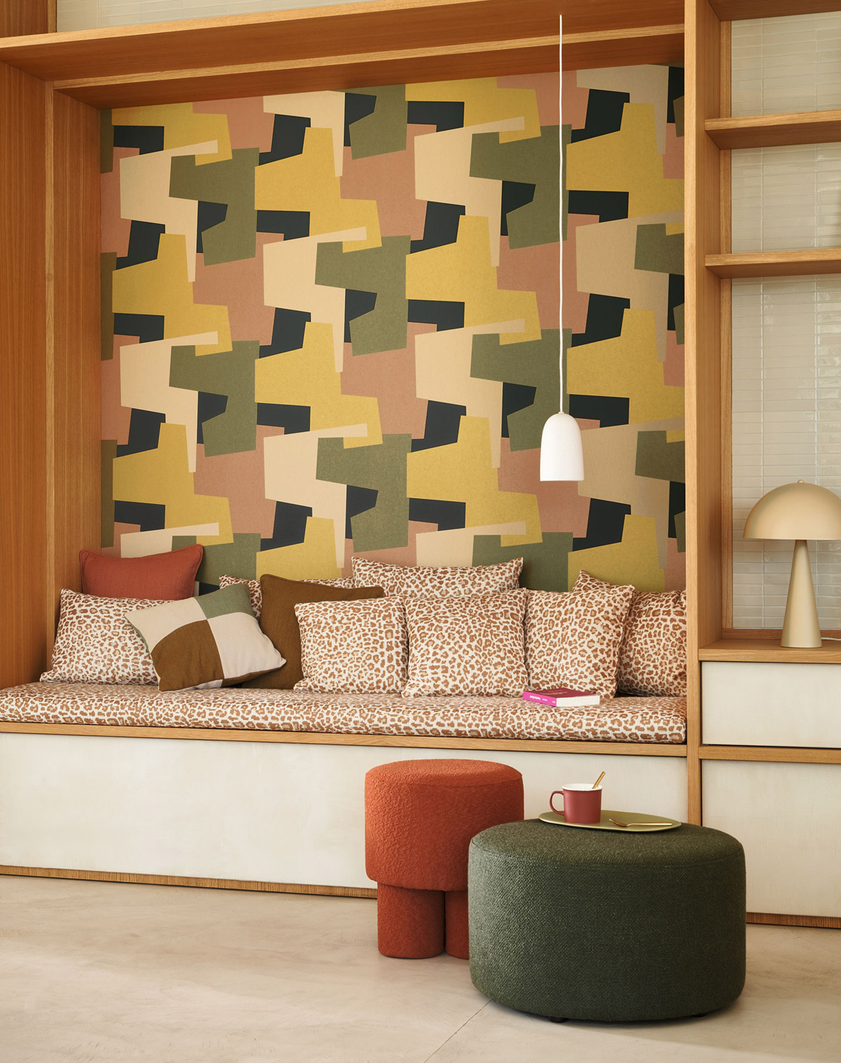 Papier peint Forme Graphique kaki métallisé - Color Game de Casadéco | Réf. GAME200607337