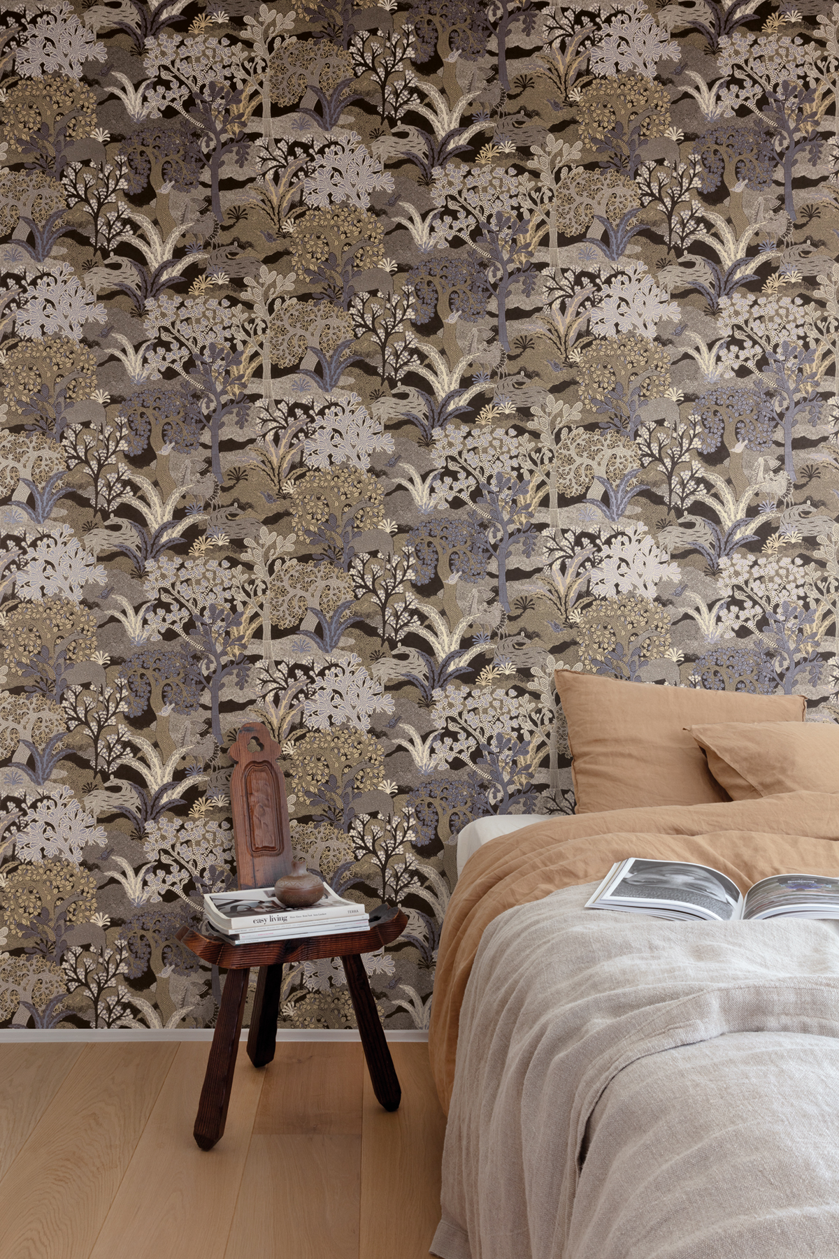 Papier peint Nature Ethnique Fabulo gris bleuté irisé - Amazone de Masureel | Réf. MAS-ZON503