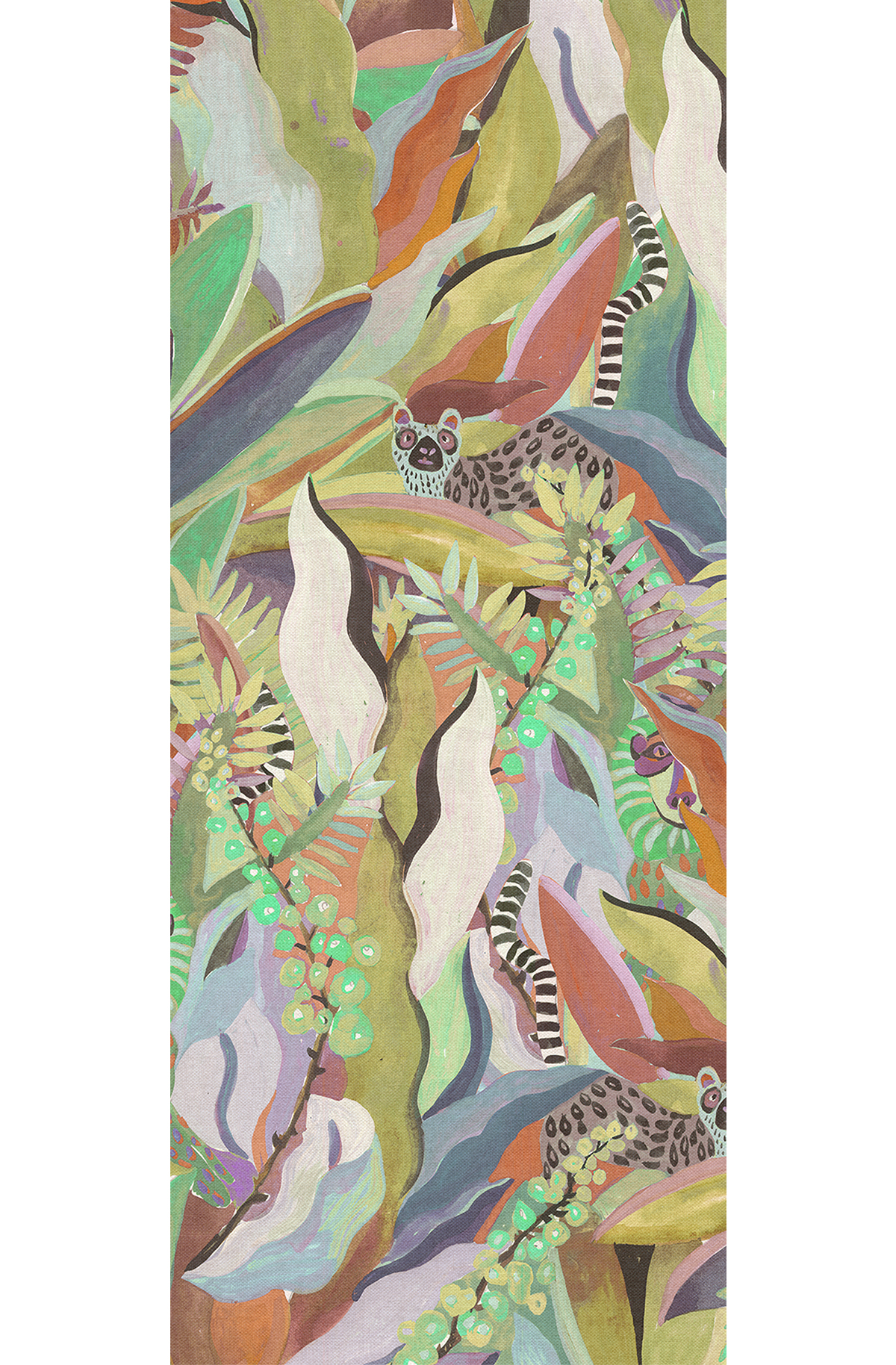 Papier peint panoramique Feuillage Animal multicolore - B H260 - Wall Designs IV de Masureel | Réf. MAS-DG4ANI1012-260